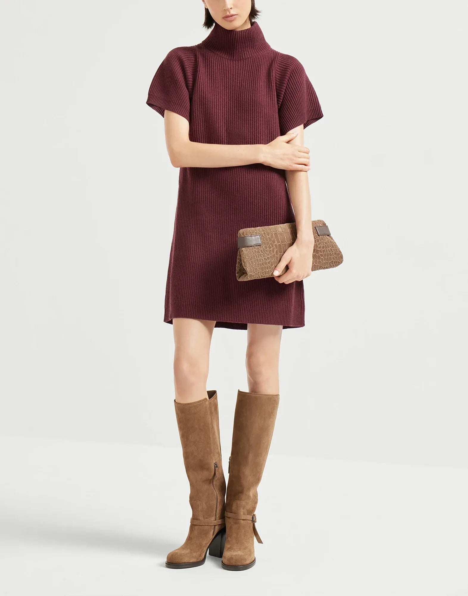 Brunello Cucinelli Wool-Blend English Rib Knit Dress
