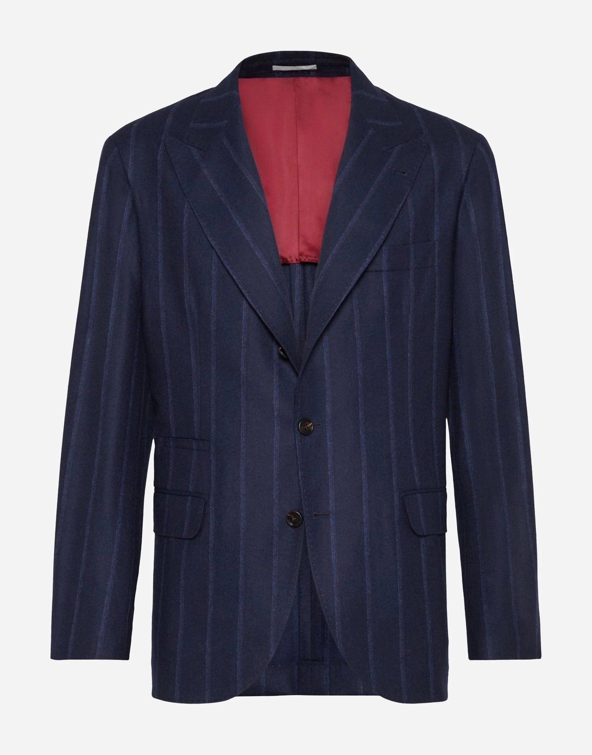 Brunello Cucinelli Wool-Blend Stripe Flannel Deconstructed Blazer