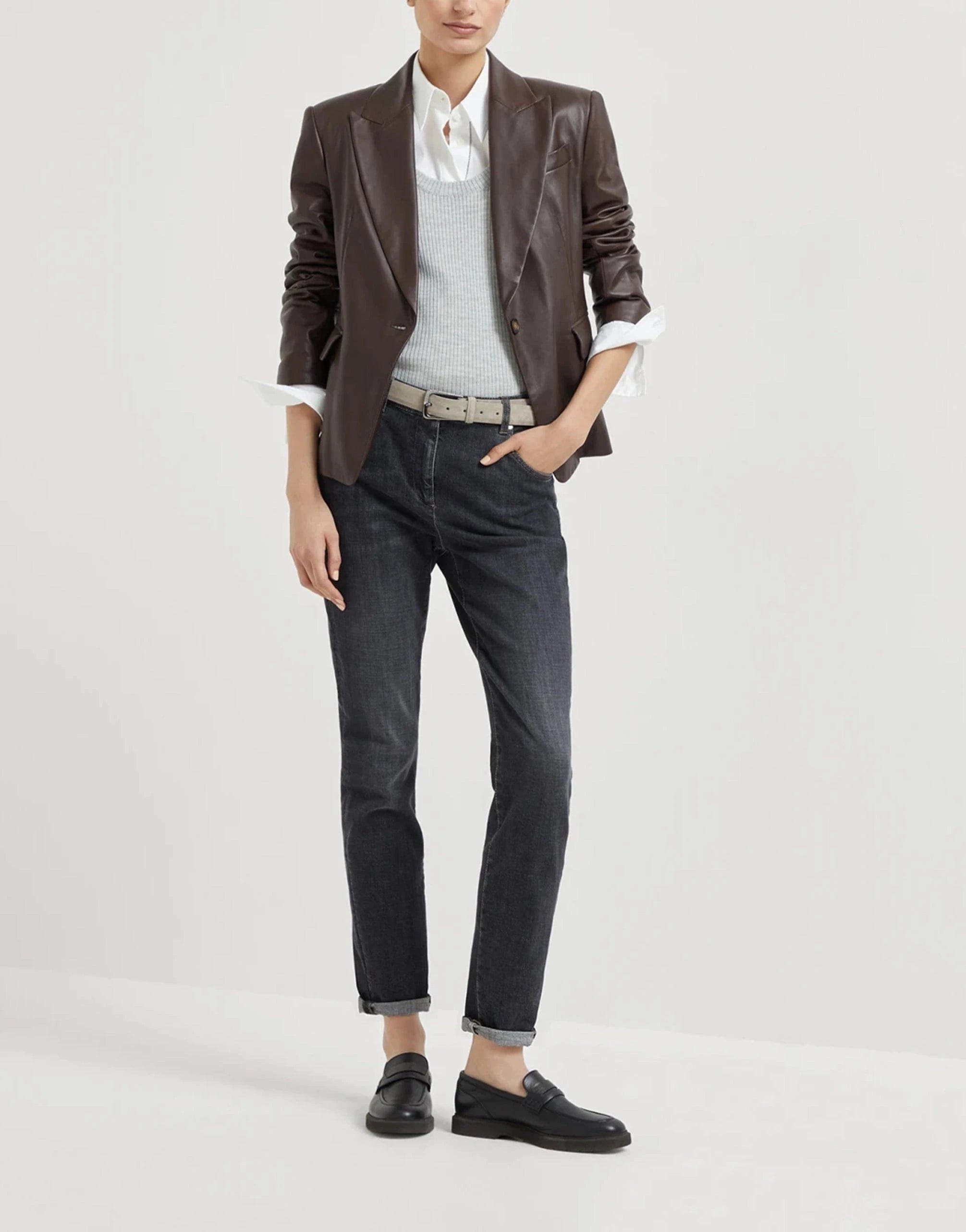 Brunello Cucinelli Wool-Cashmere Blend Rib Knit Tank Top