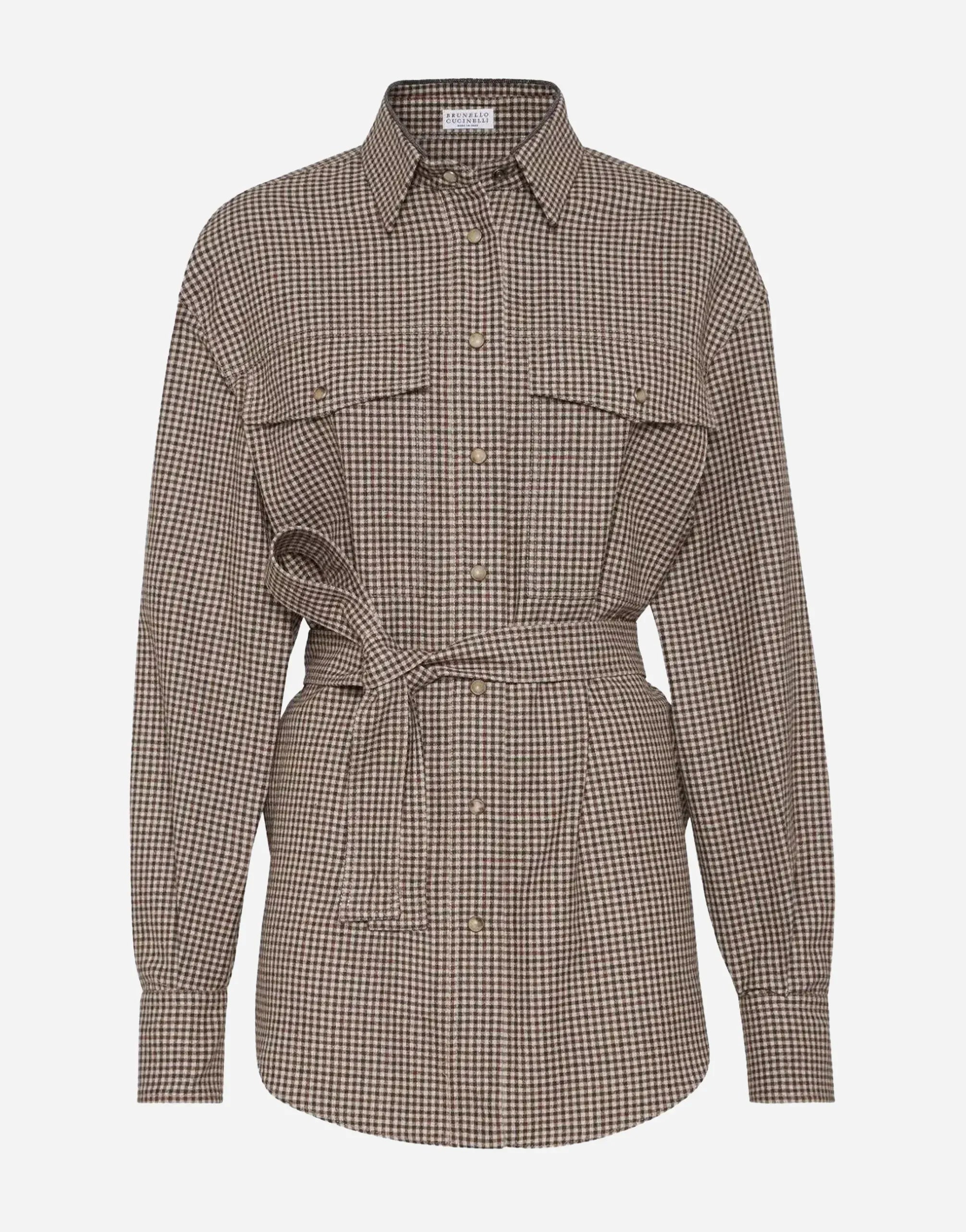 Brunello Cucinelli Wool Check Belted Shirt