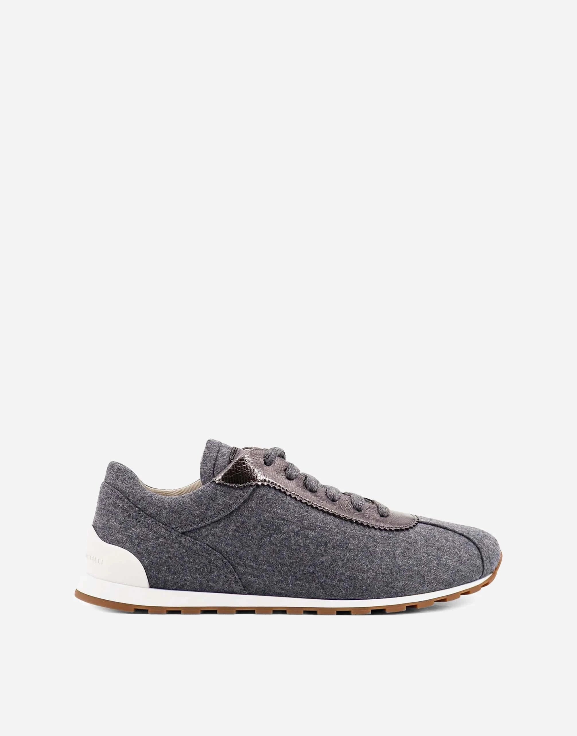 Brunello Cucinelli Wool Flannel Lamé Monili Sneakers
