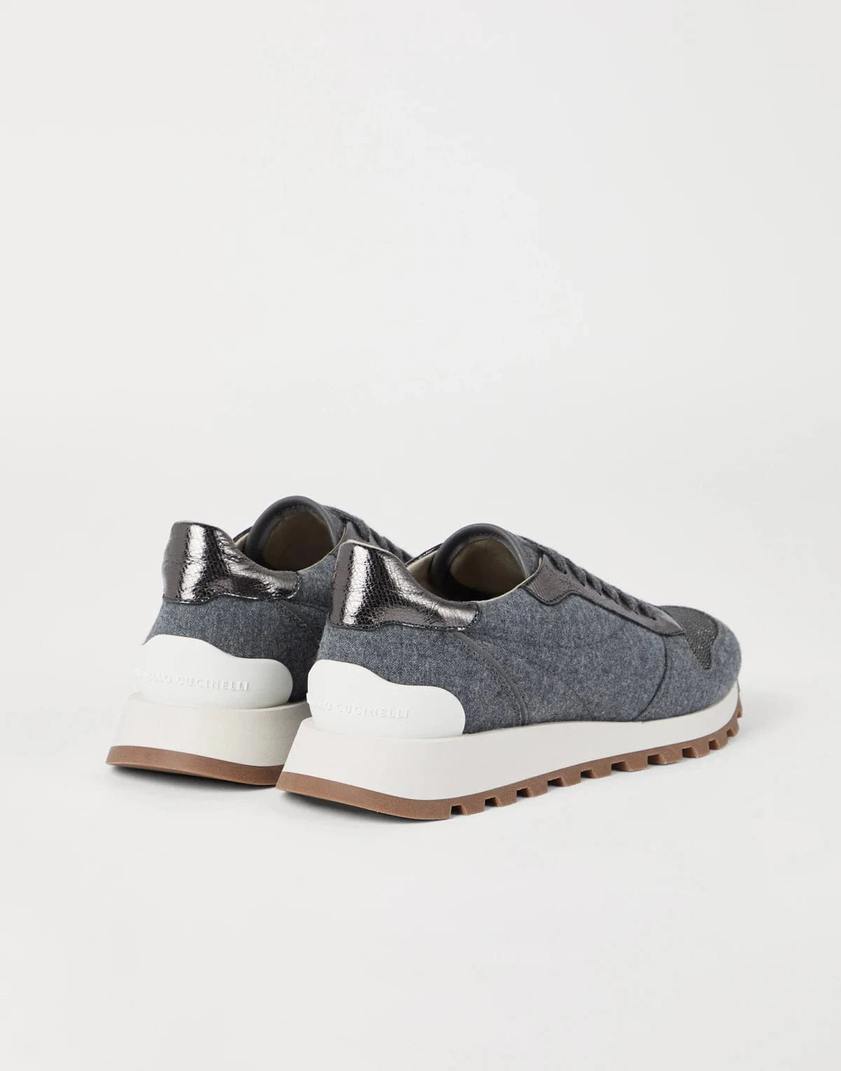 Brunello Cucinelli Wool Lamé Leather Sneakers