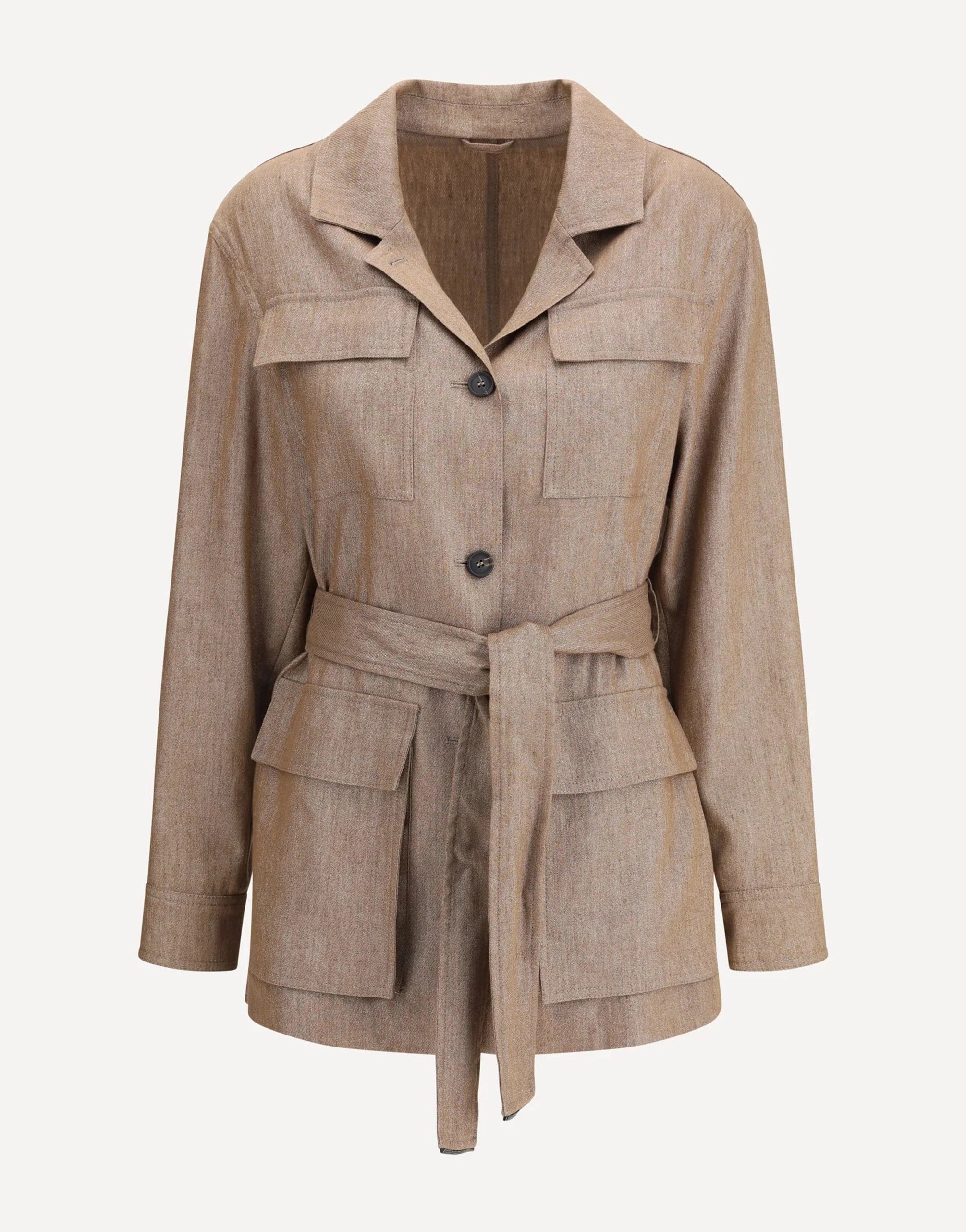 Brunello Cucinelli Wool-Linen Blend Sparkling Twill Blazer Jacket