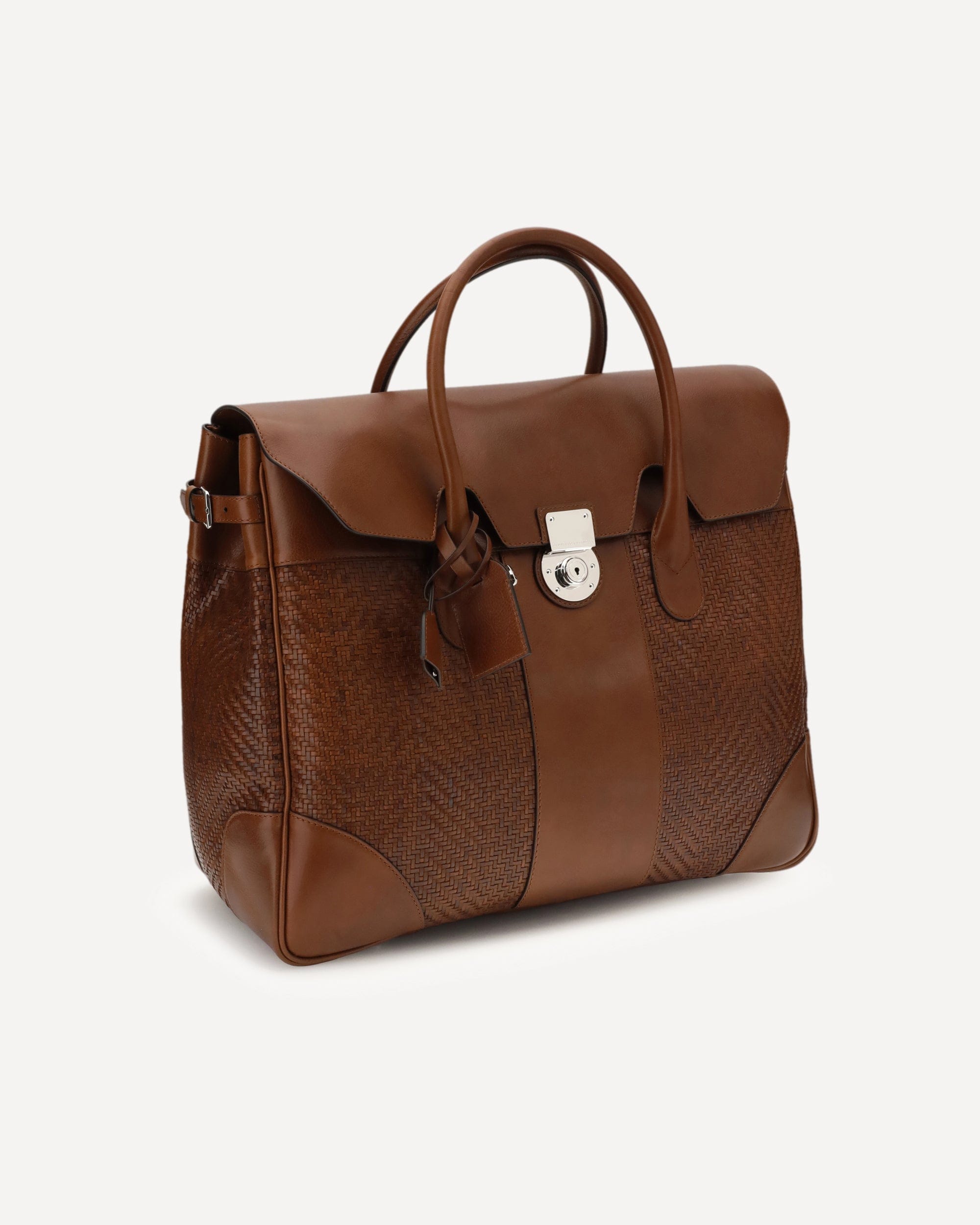 Brunello Cucinelli حقيبة سفر ريفية من جلد العجل المنسوج - alternate view