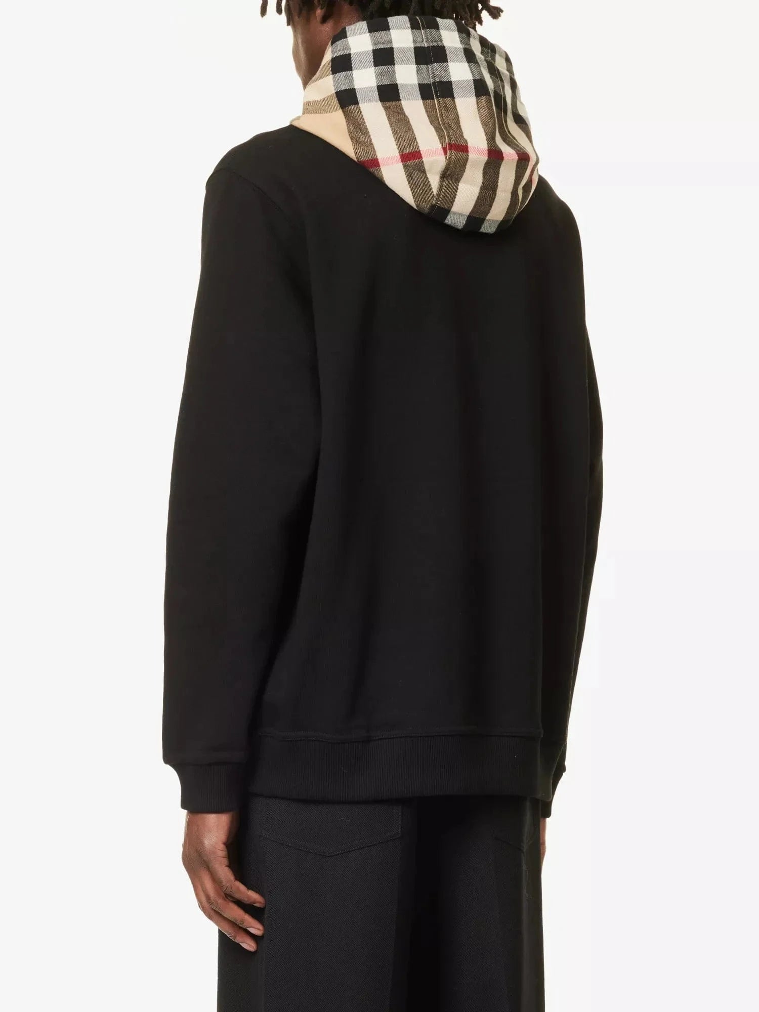 Burberry Check Hood Cotton Blend Hoodie