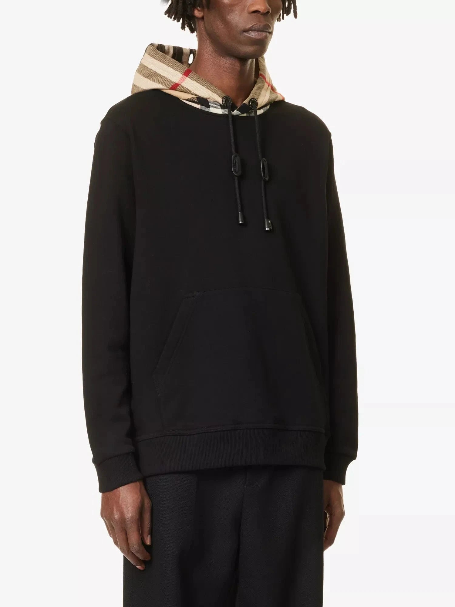 Burberry Check Hood Cotton Blend Hoodie