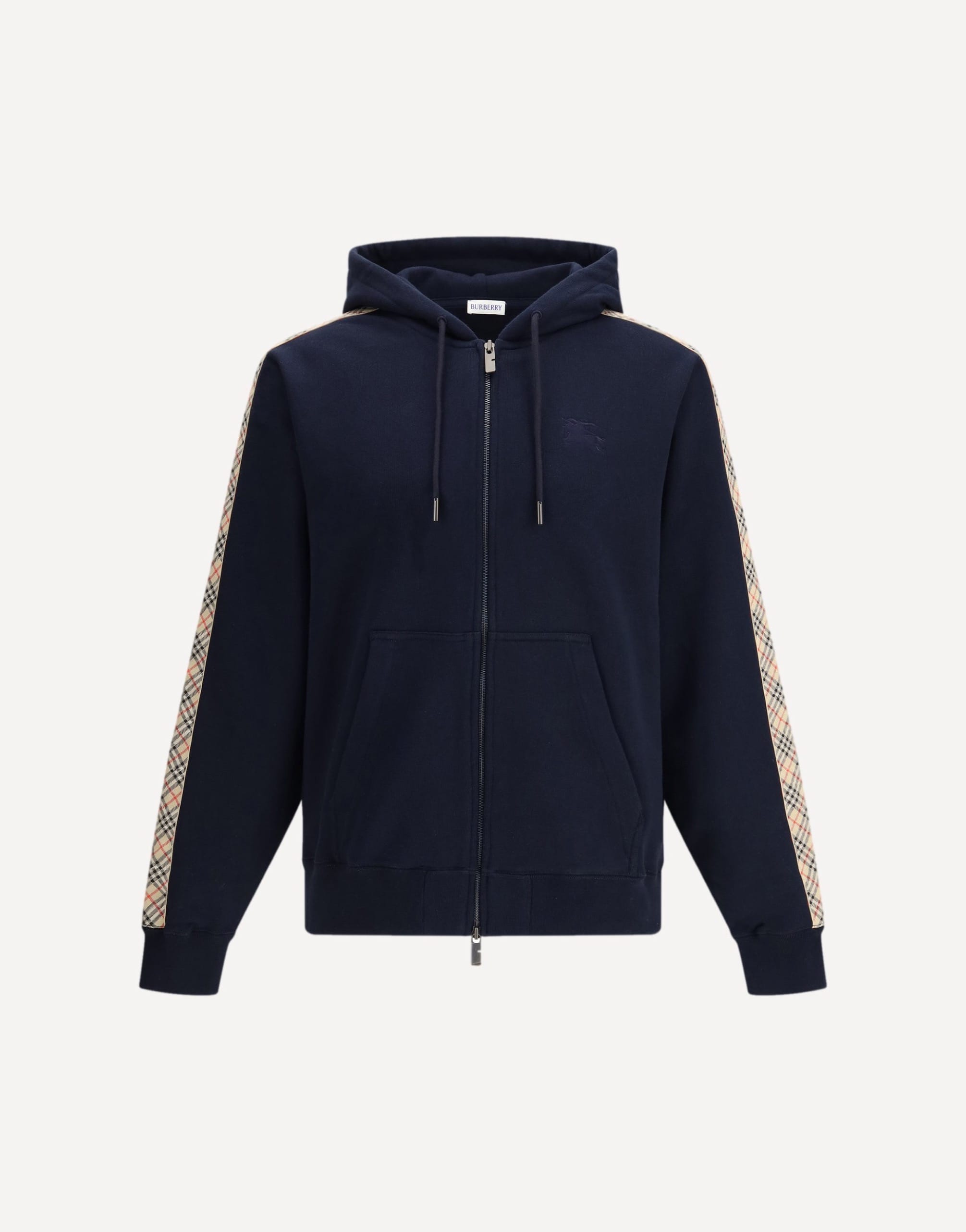 Burberry Check Trim Cotton Zip Hoodie