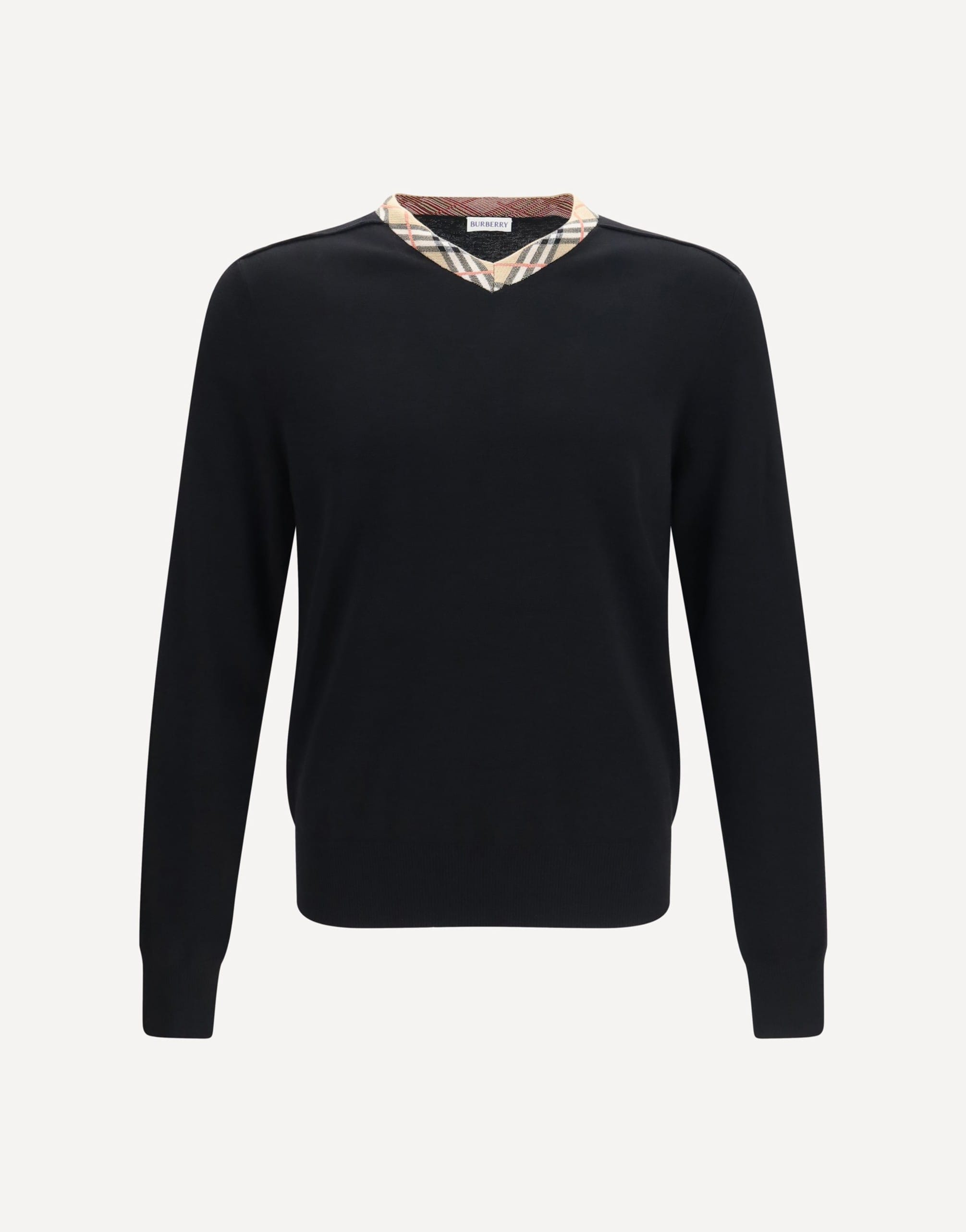 Burberry Burberry Check Trim Wool Sweater