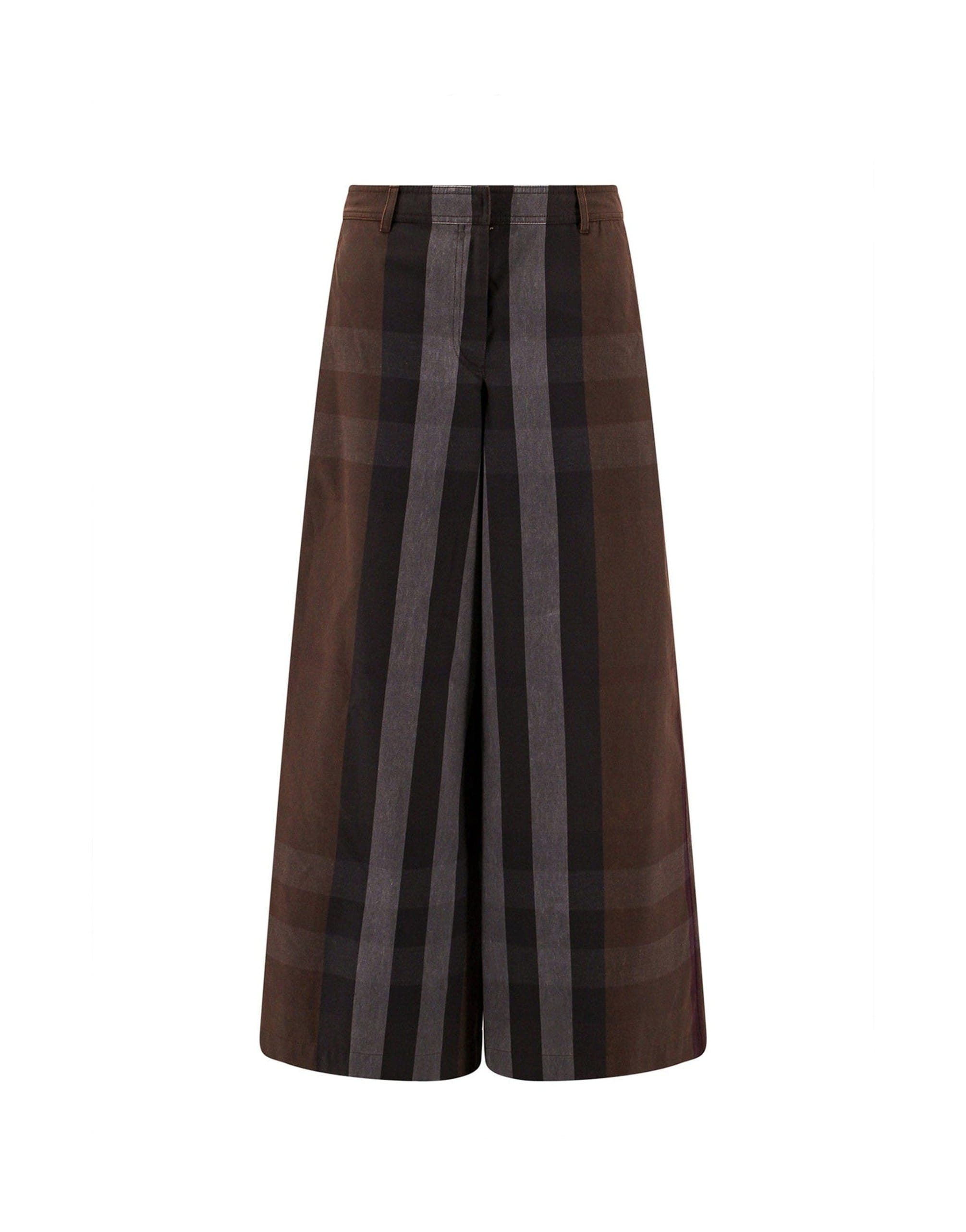 Burberry Checked Wide Leg Canvas Pants