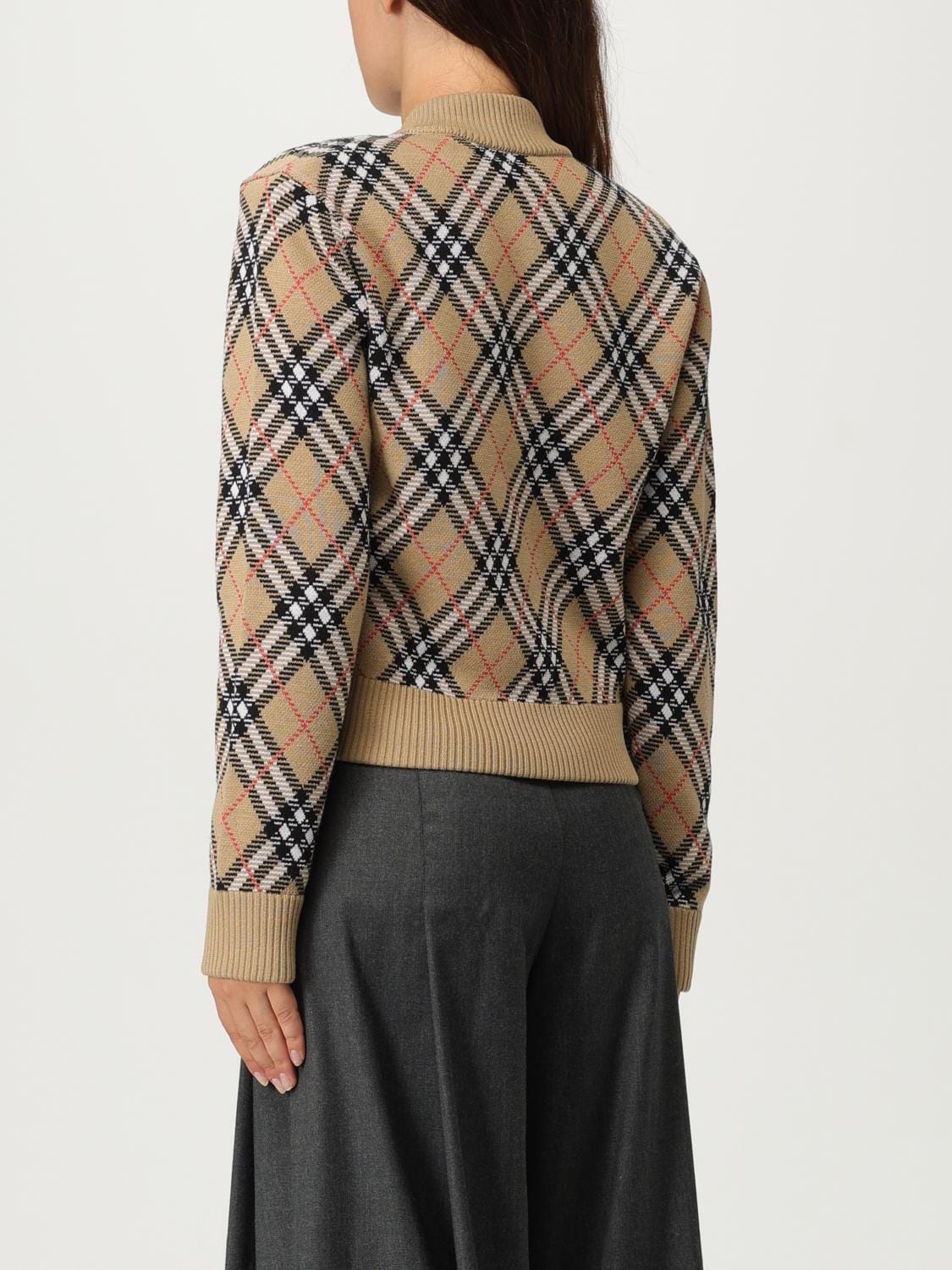 Burberry Checked Zip-Up Cardigan