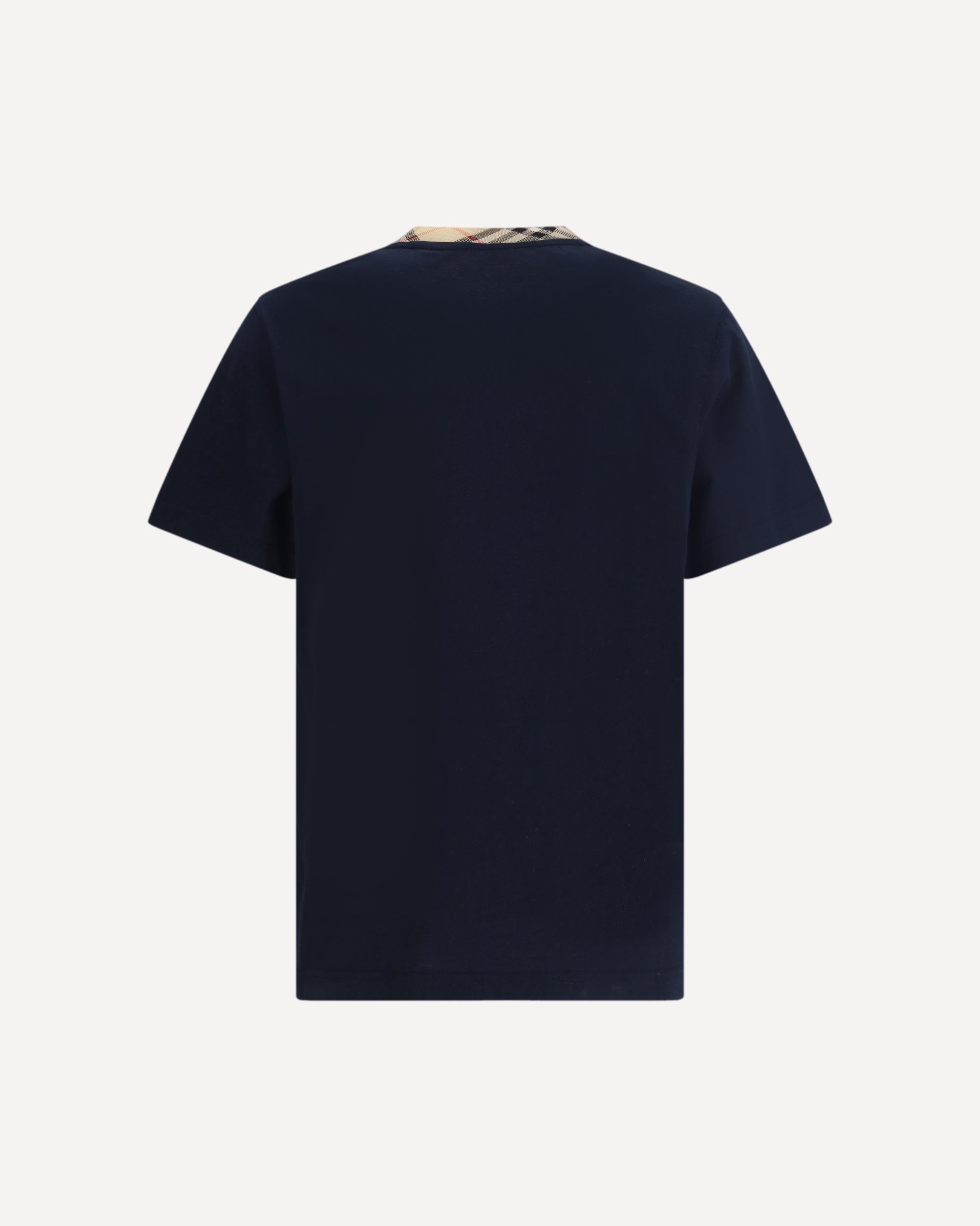 Burberry Cotton T-Shirt With Check Neckline - alternate view