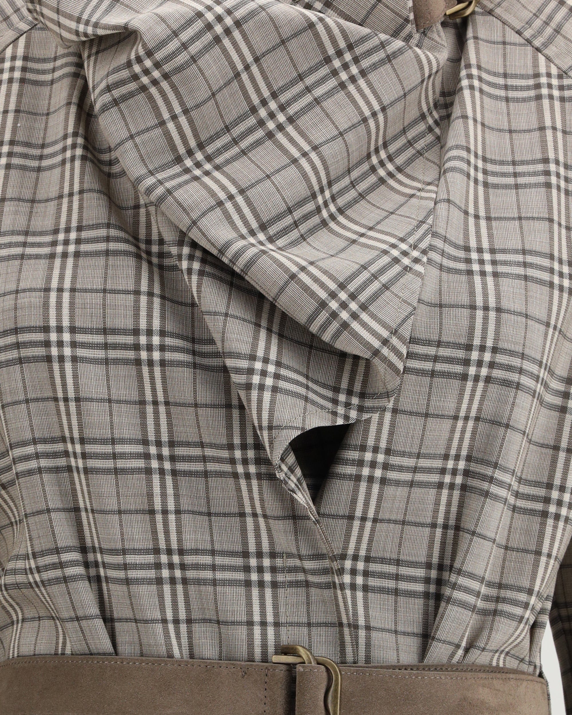 Burberry Wool Check Dress With Shawl Collar