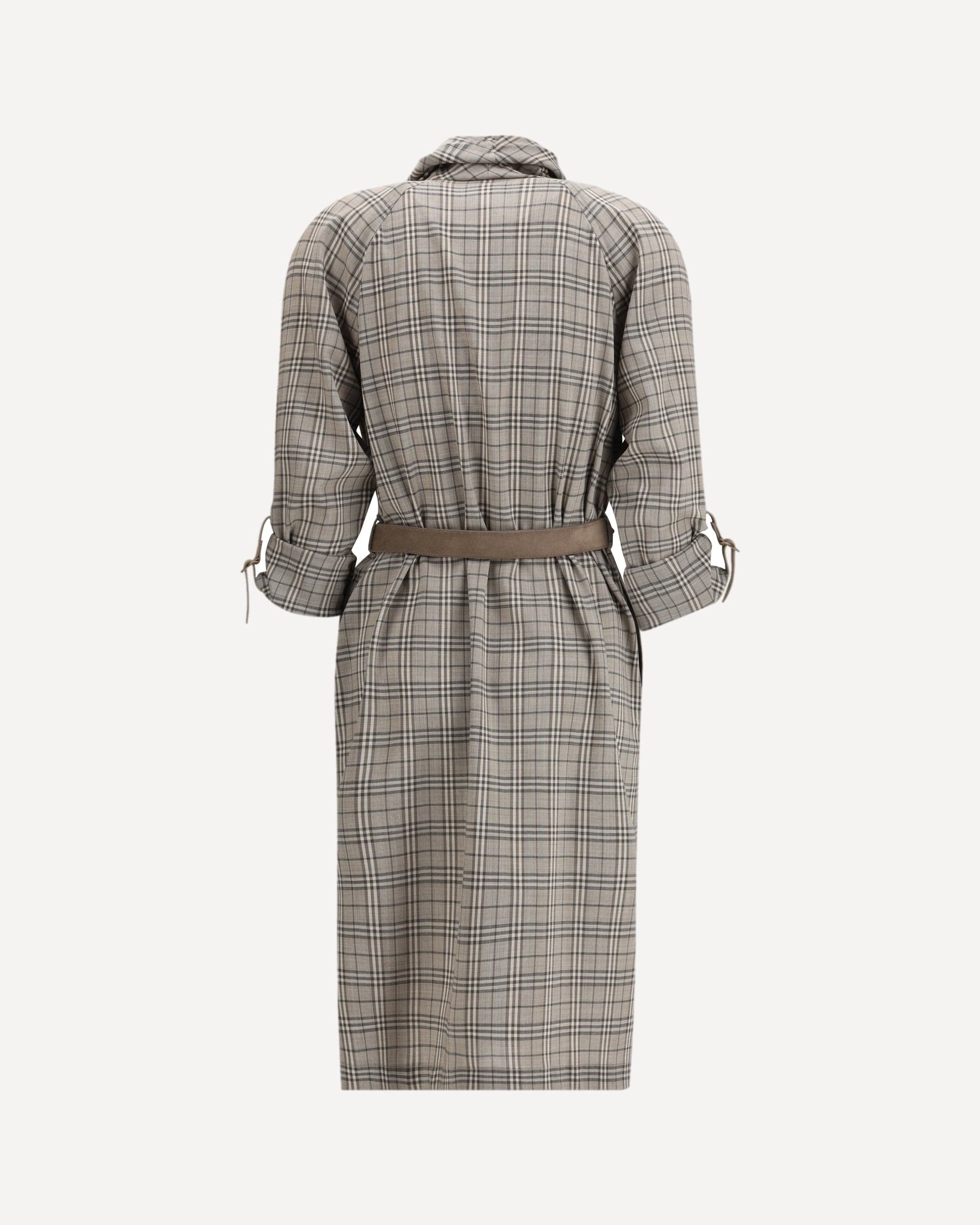 Wool Check Dress With Shawl Collar - alternate view