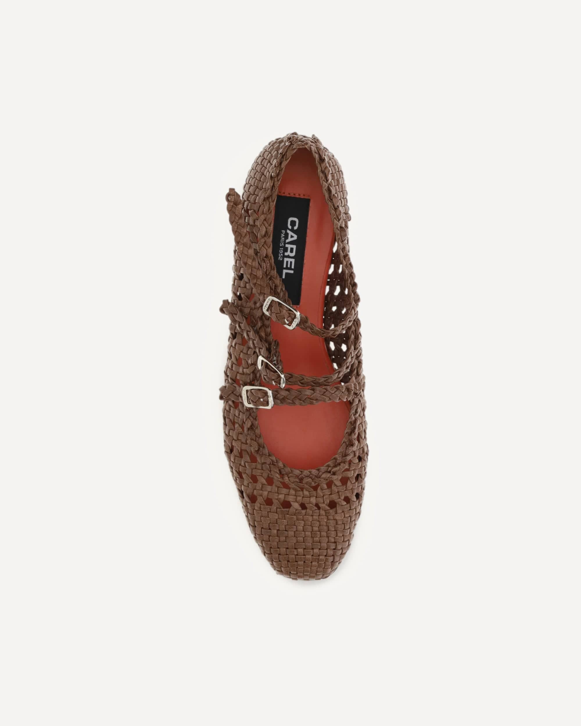 Carel Paris Woven Leather Mary Jane Ballerinas