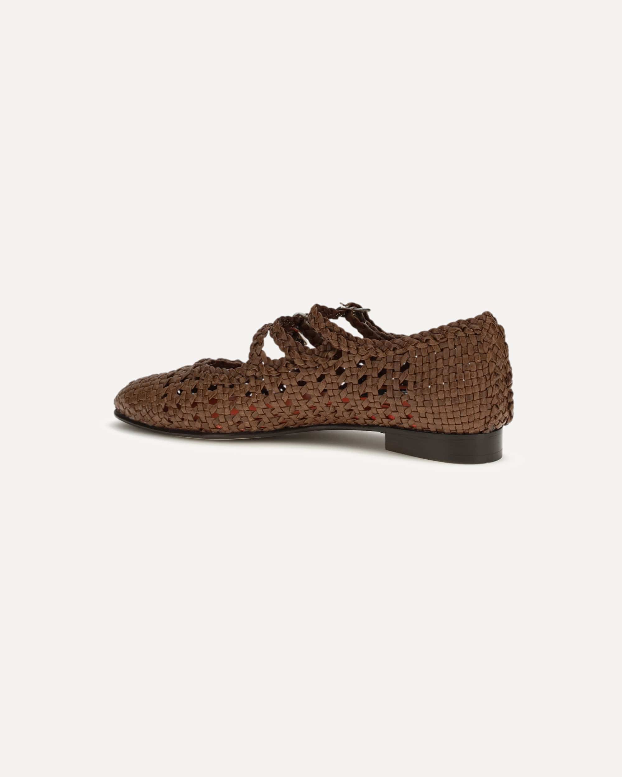 Carel Paris Woven Leather Mary Jane Ballerinas