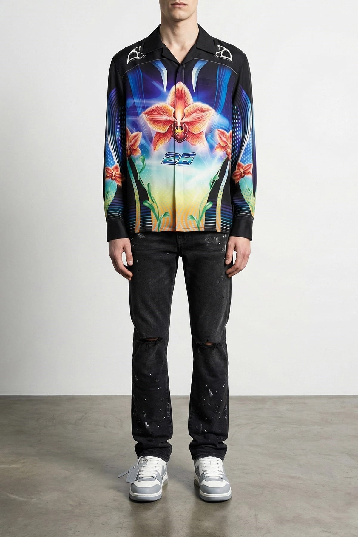 Casablanca Hemd mit Orchideen-Racer-Print - alternate view