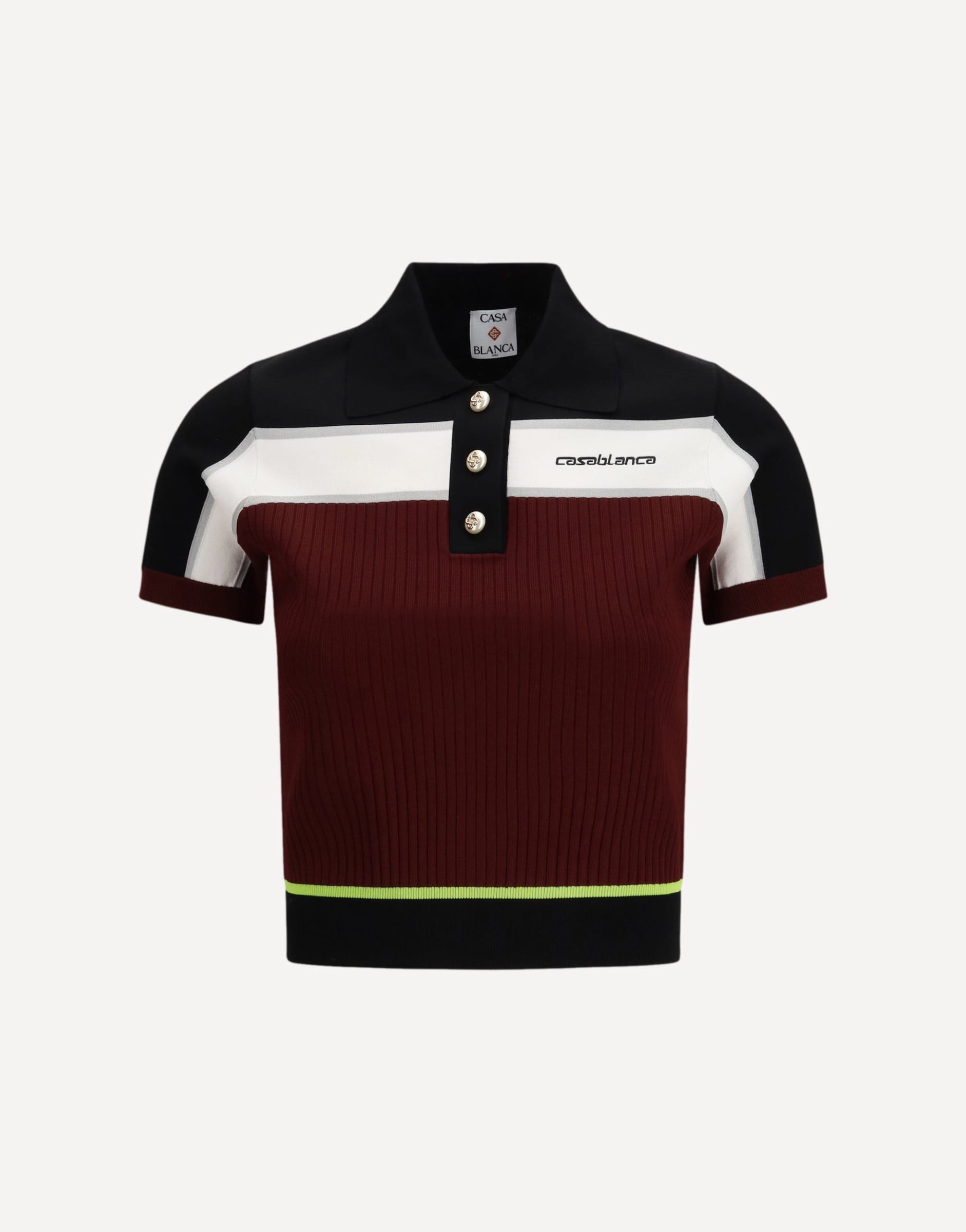 Casablanca Striped Short-Sleeve Polo Shirt