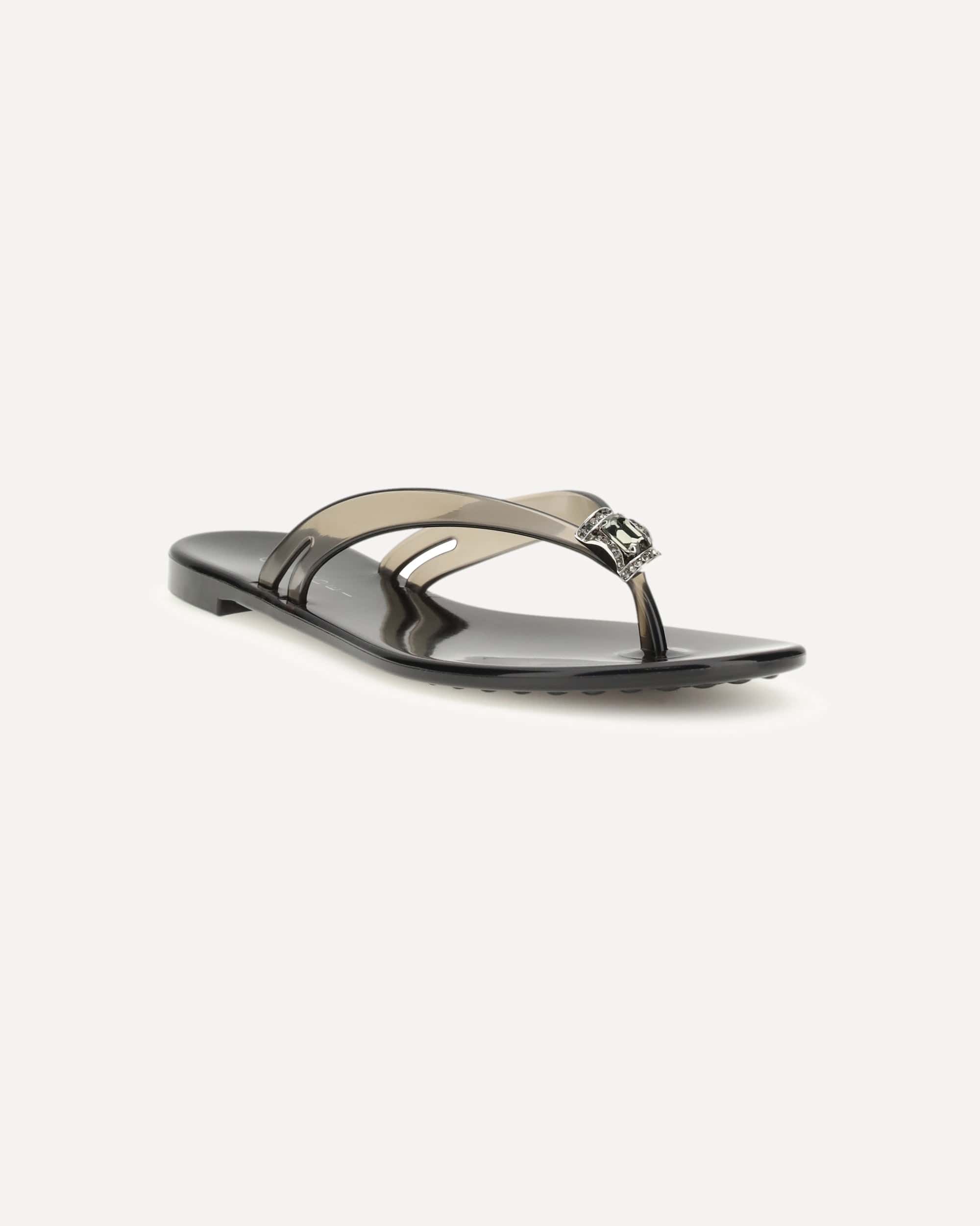 Casadei Thong Sandals With Rhinestone Clip