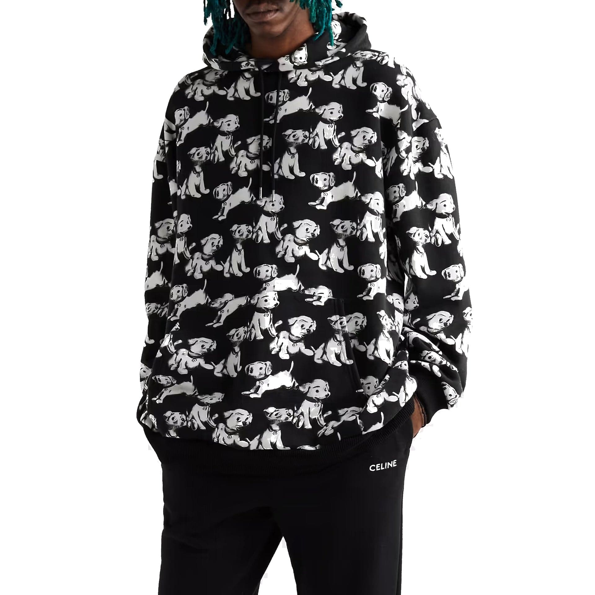 Celine Printed Dogs Hooded Sweatshirt - alternate view