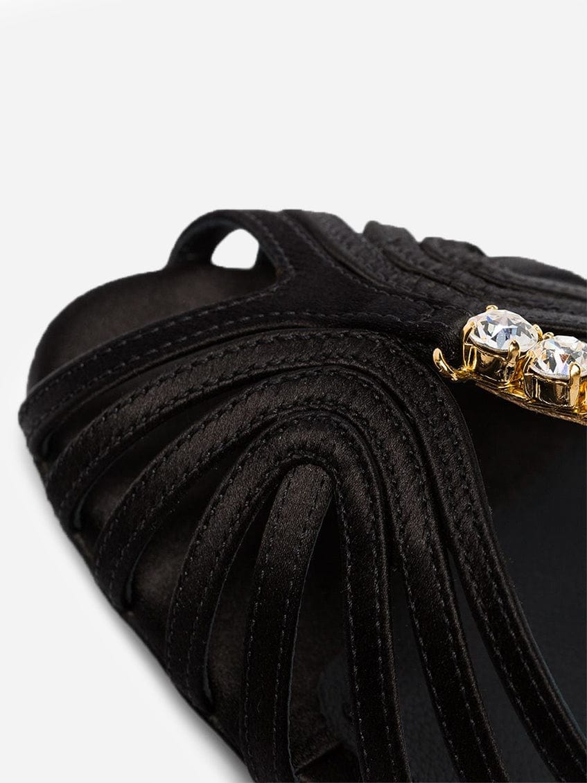 Dolce & Gabbana Chain-Trimmed Silk-Satin T-Bar Sandals