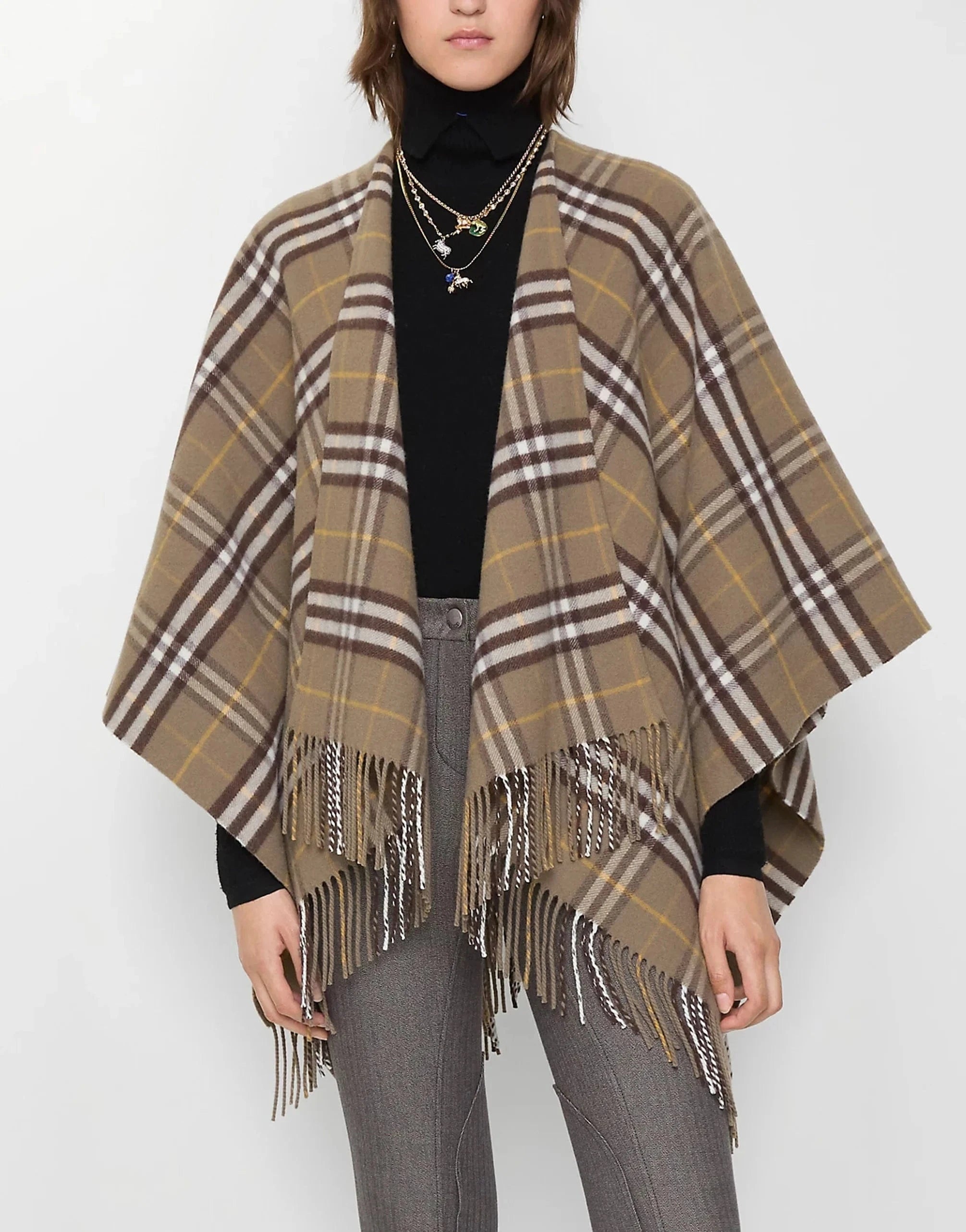 博柏利格纹羊绒披肩