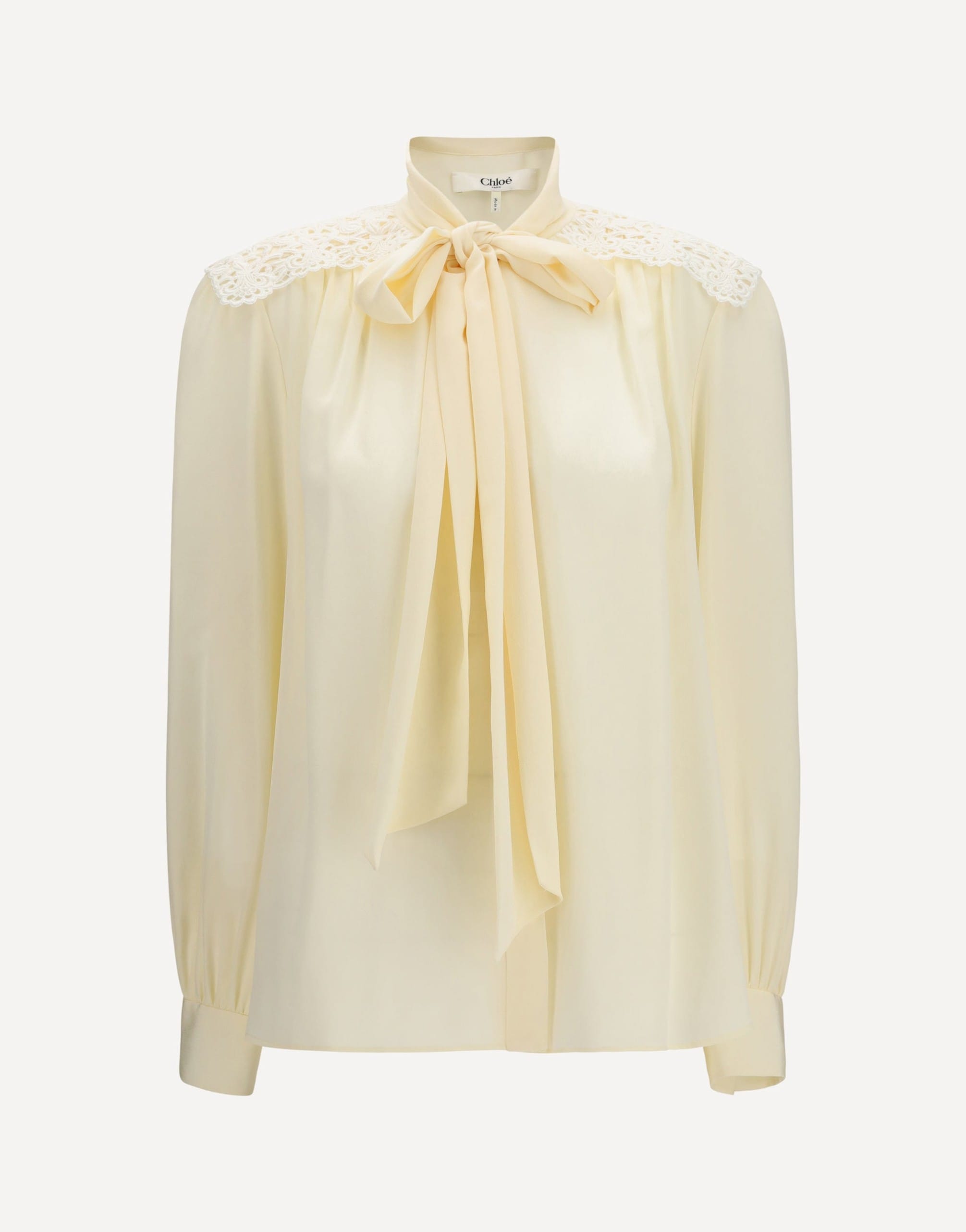 Chloé Chloé Bow Blouse With Embroidered Shoulders