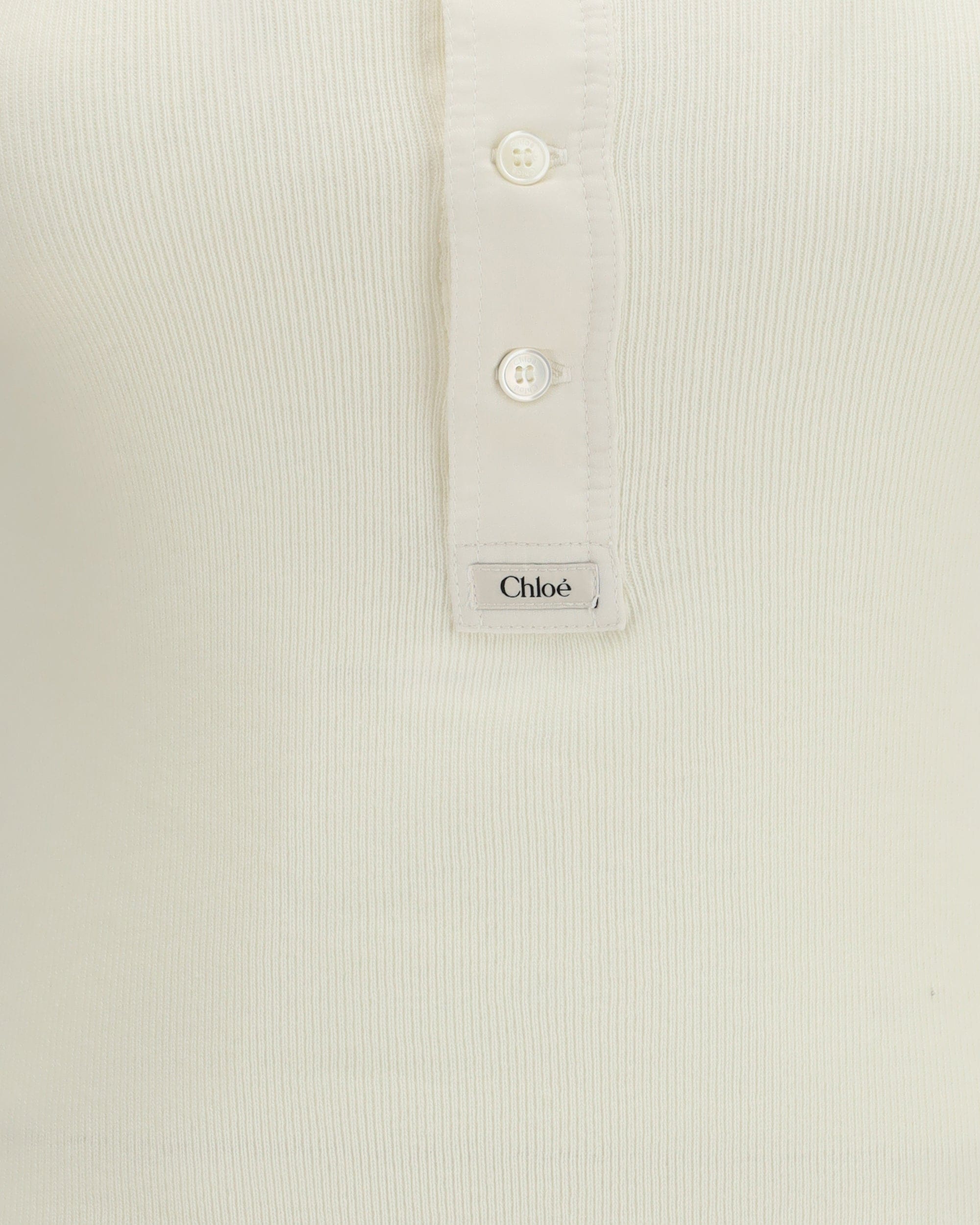 Chloé Cotton Jersey Henley T-Shirt