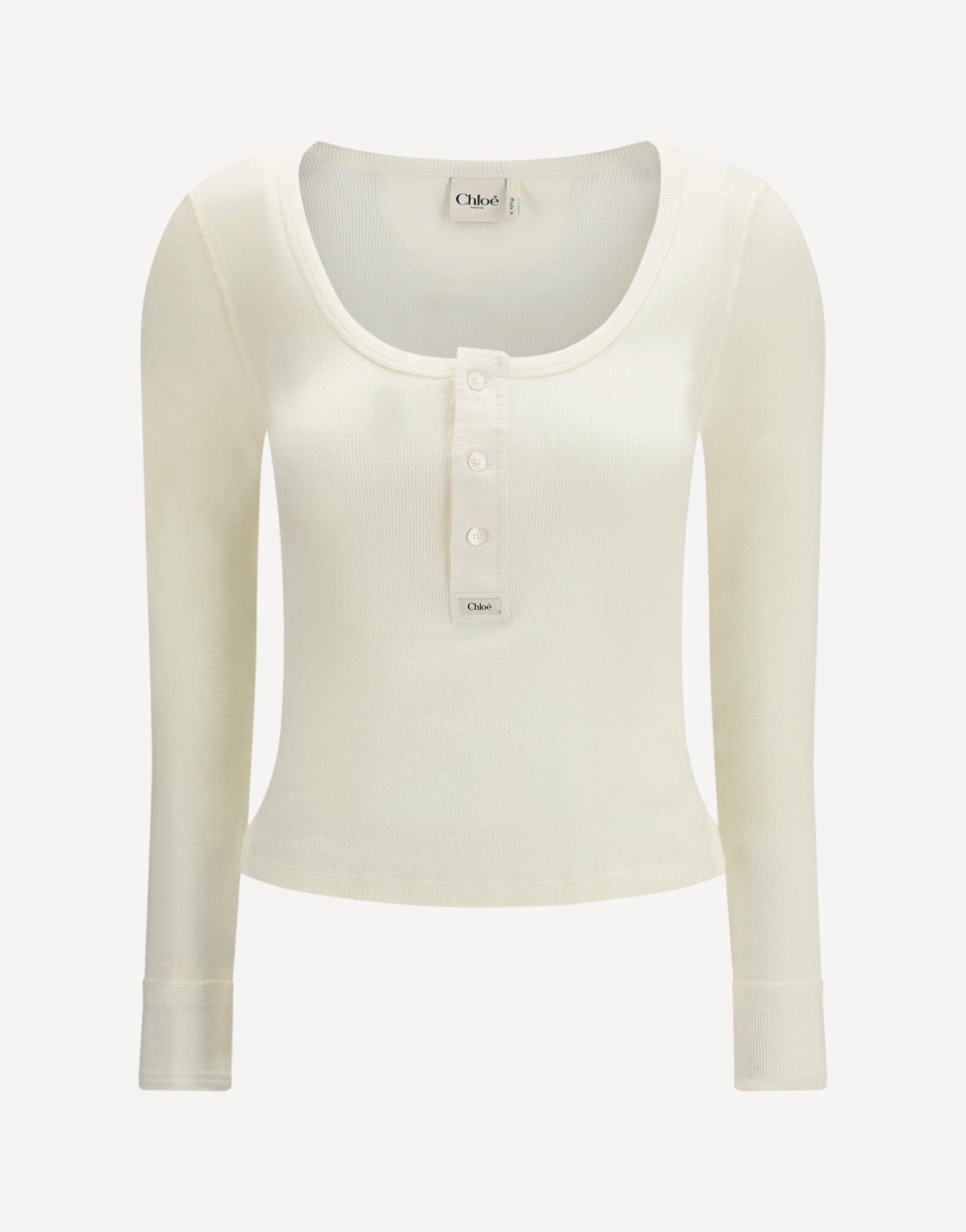 Chloé Cotton Jersey Henley T-Shirt