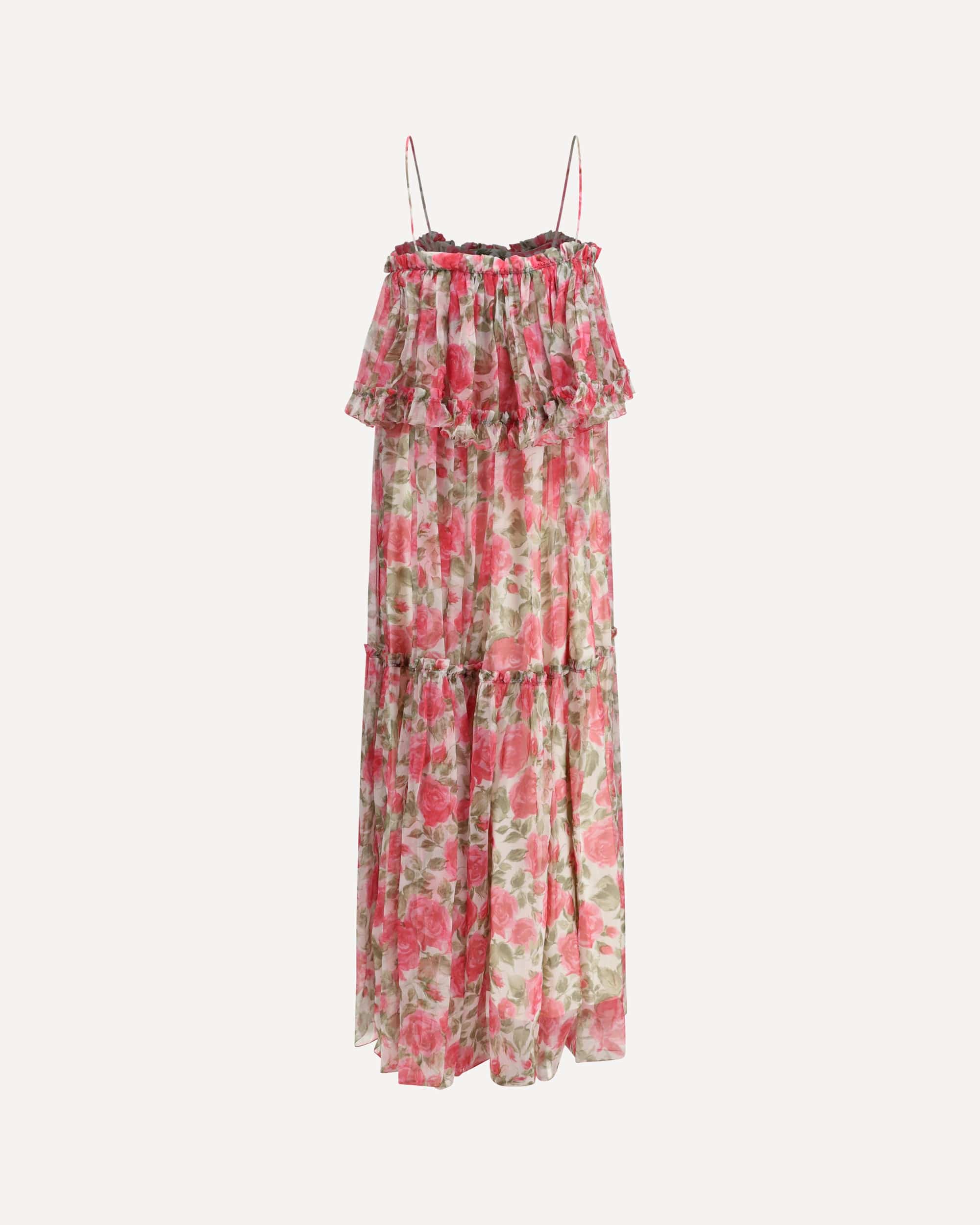 Chloé Long Spaghetti Strap Dress In Silk Muslin - alternate view