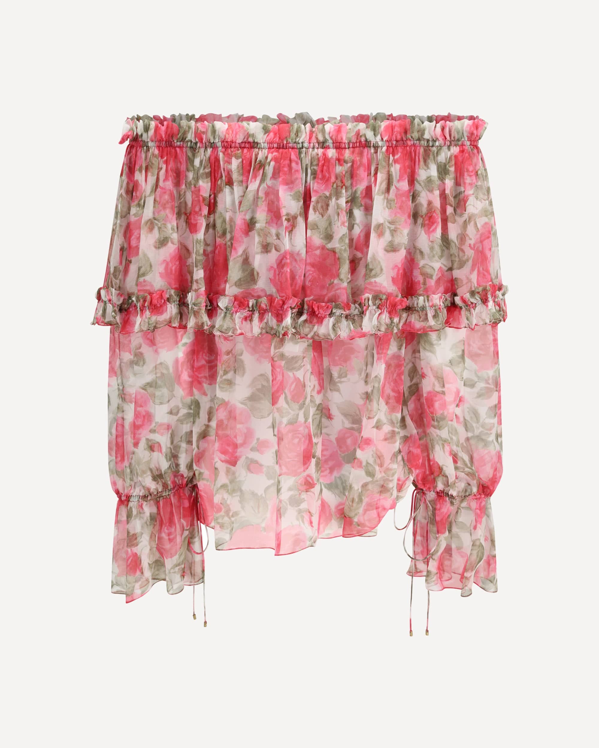 Chloé Off-Shoulder Floral Silk Top