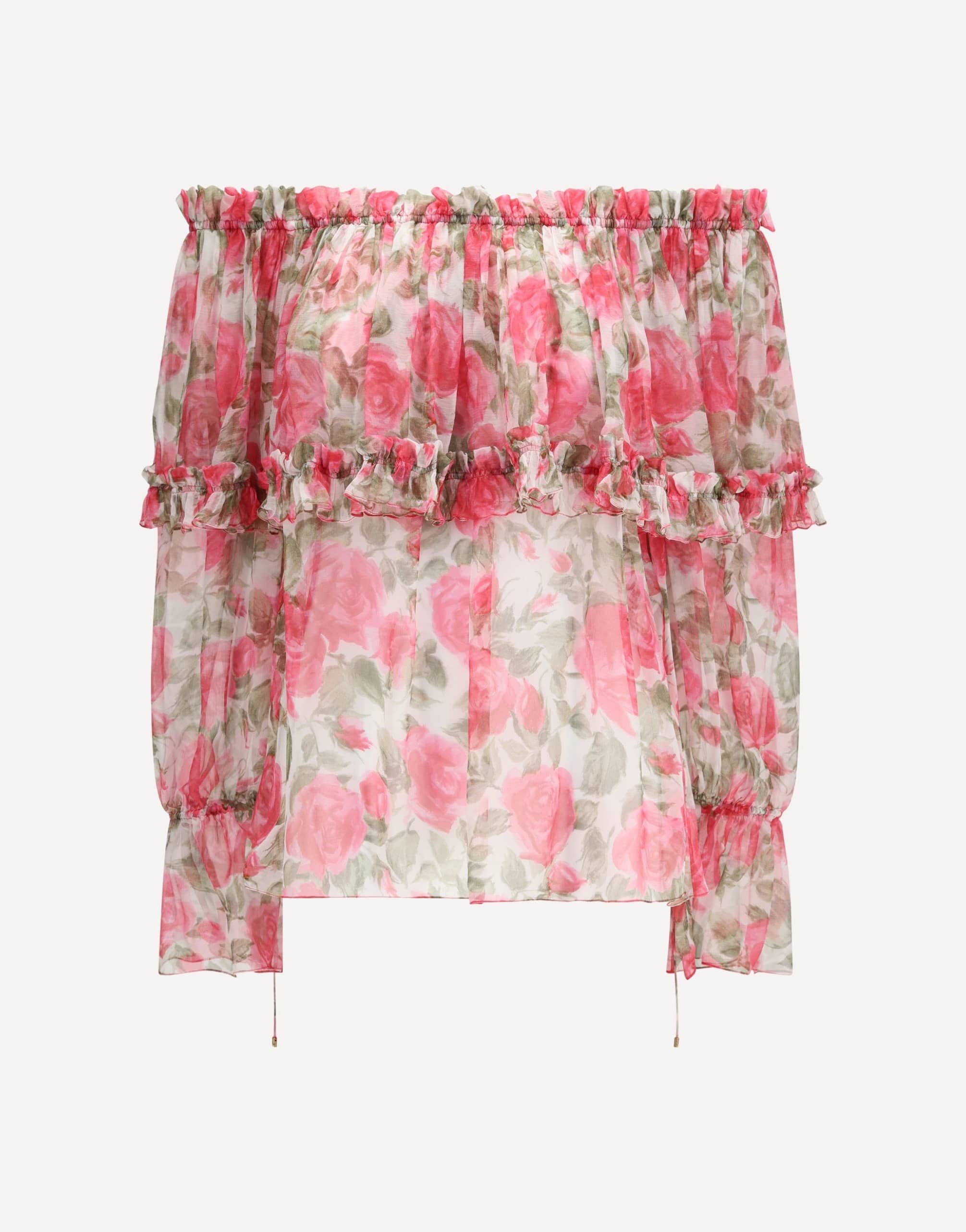 Chloé Off-Shoulder Floral Silk Top