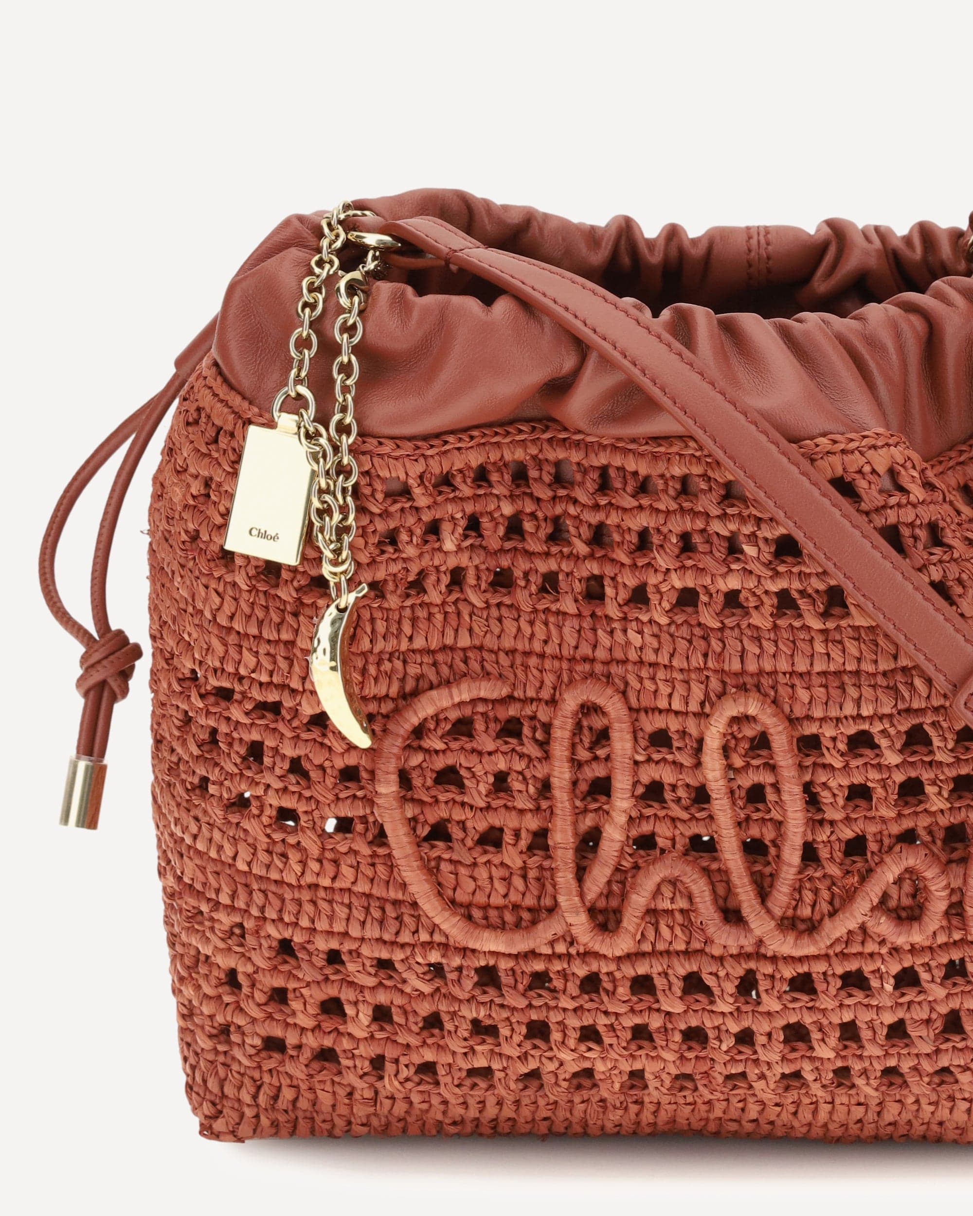 Chloé Chloé Raffia Drawstring Shoulder Bag