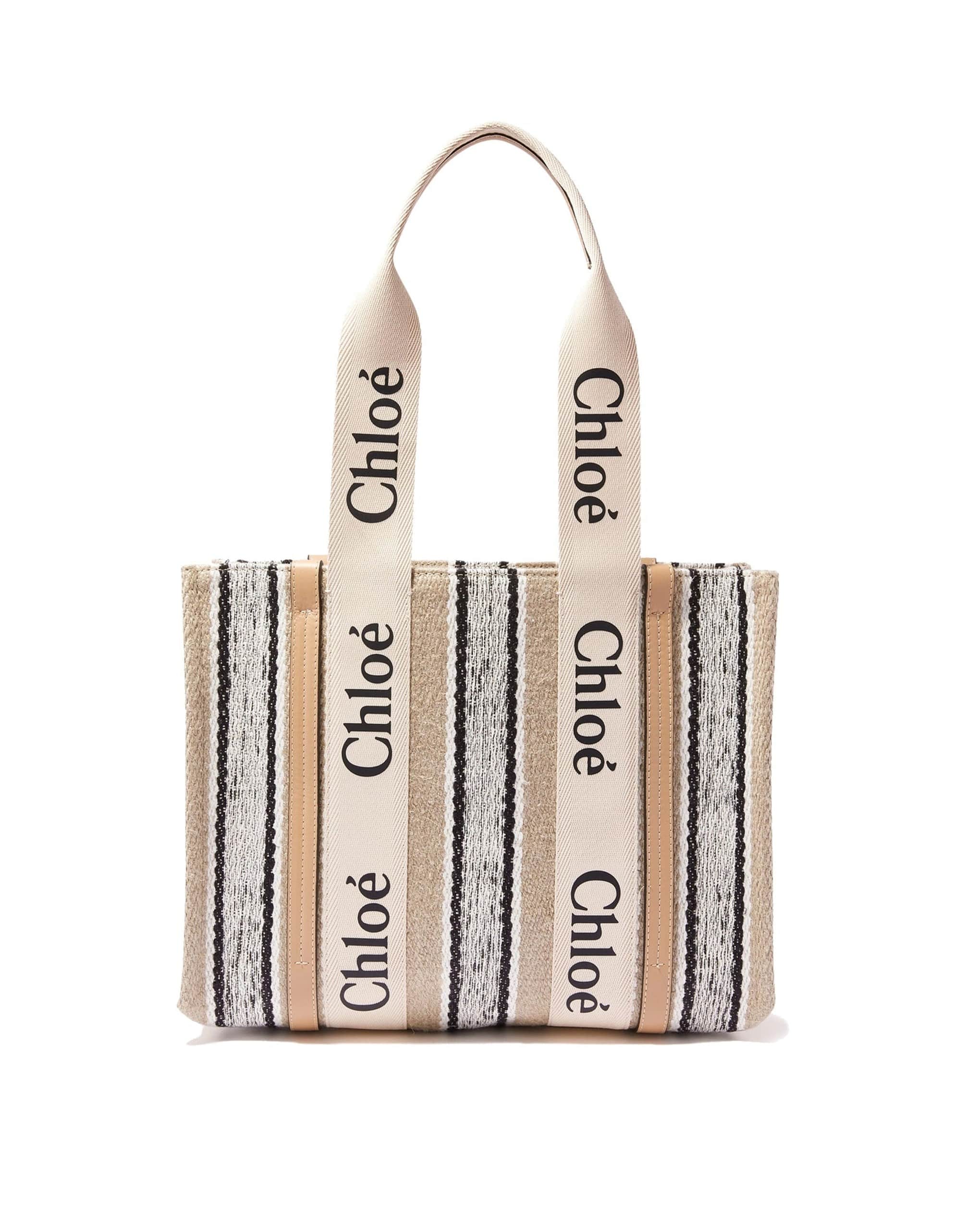 Chloé Woody Medium Linen Tote Bag