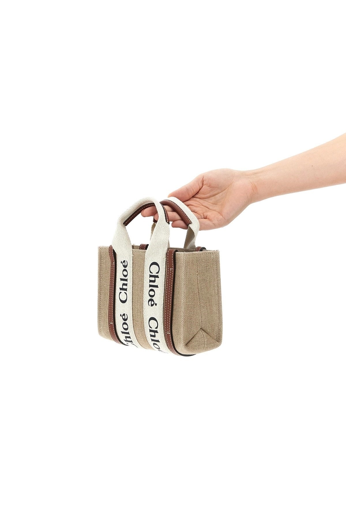 Chloé Woody Mini-Leinenhandtasche - alternate view