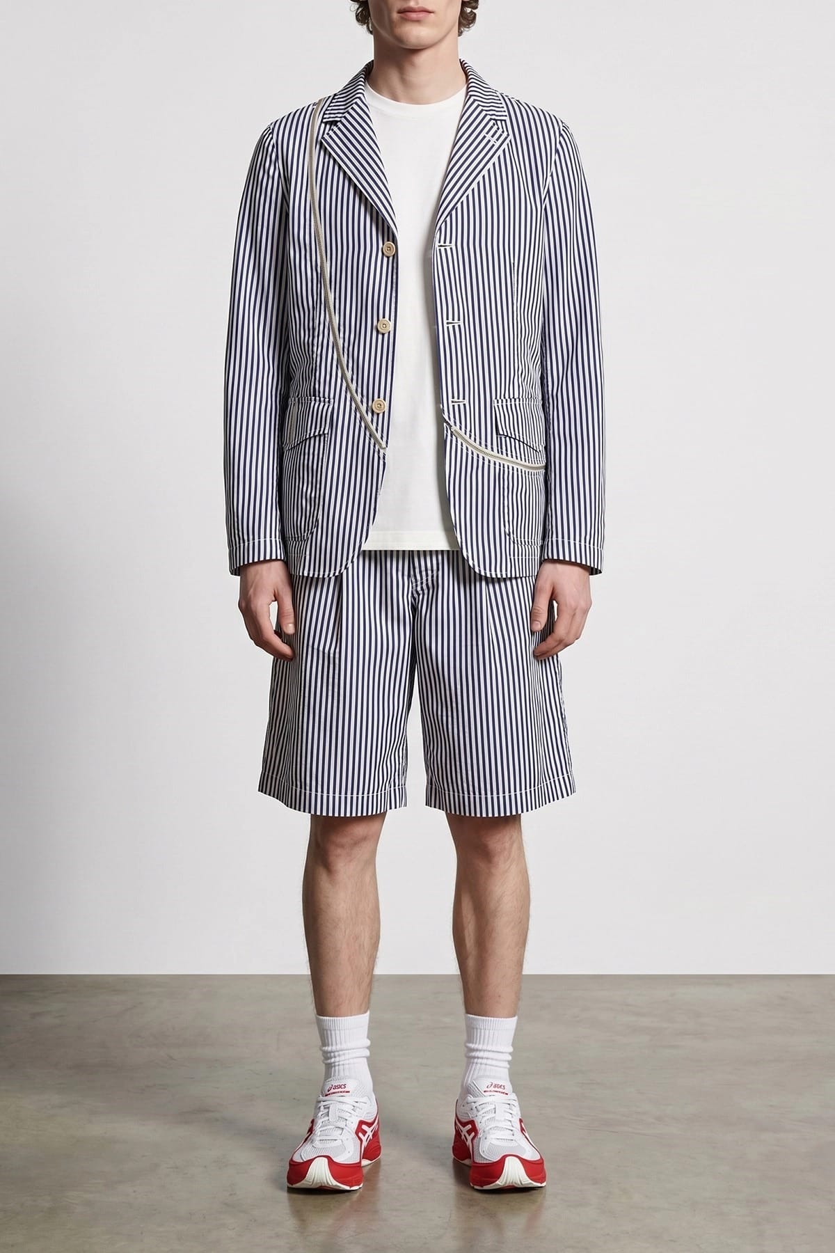Comme Des Garçons Striped Cotton Bermuda Shorts - alternate view