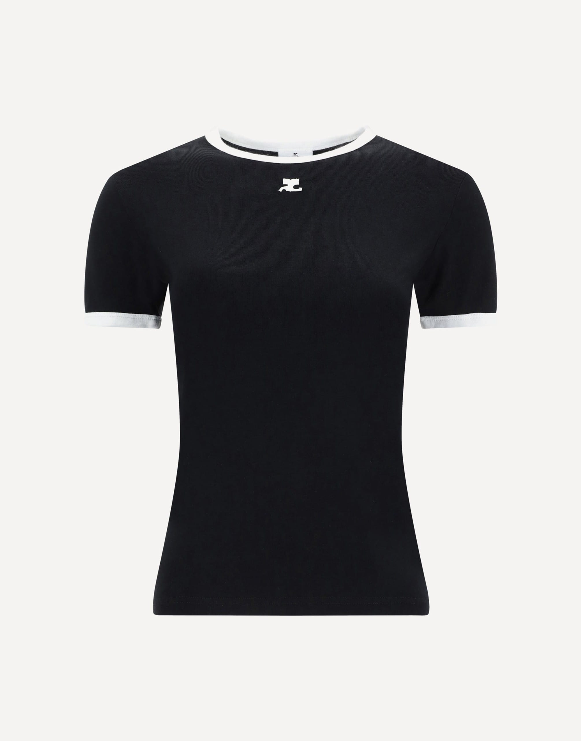 Courrèges Logo T-Shirt With Contrast Crew Neck