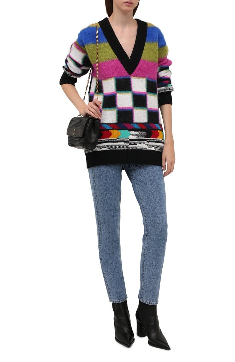 Glitch Designed V-Neck Sweater