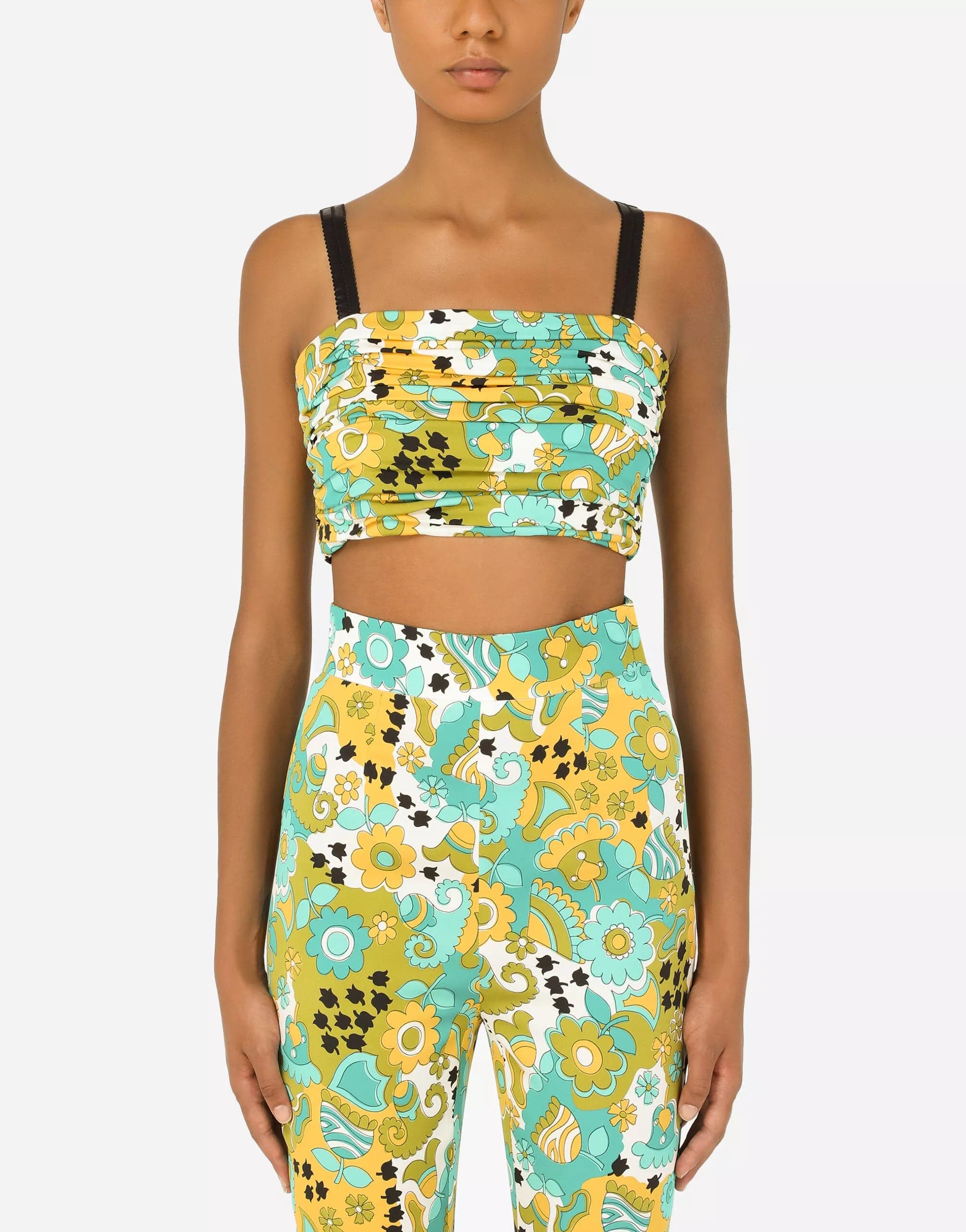 Dolce & Gabbana 60S-Print Charmeuse Bandeau Top