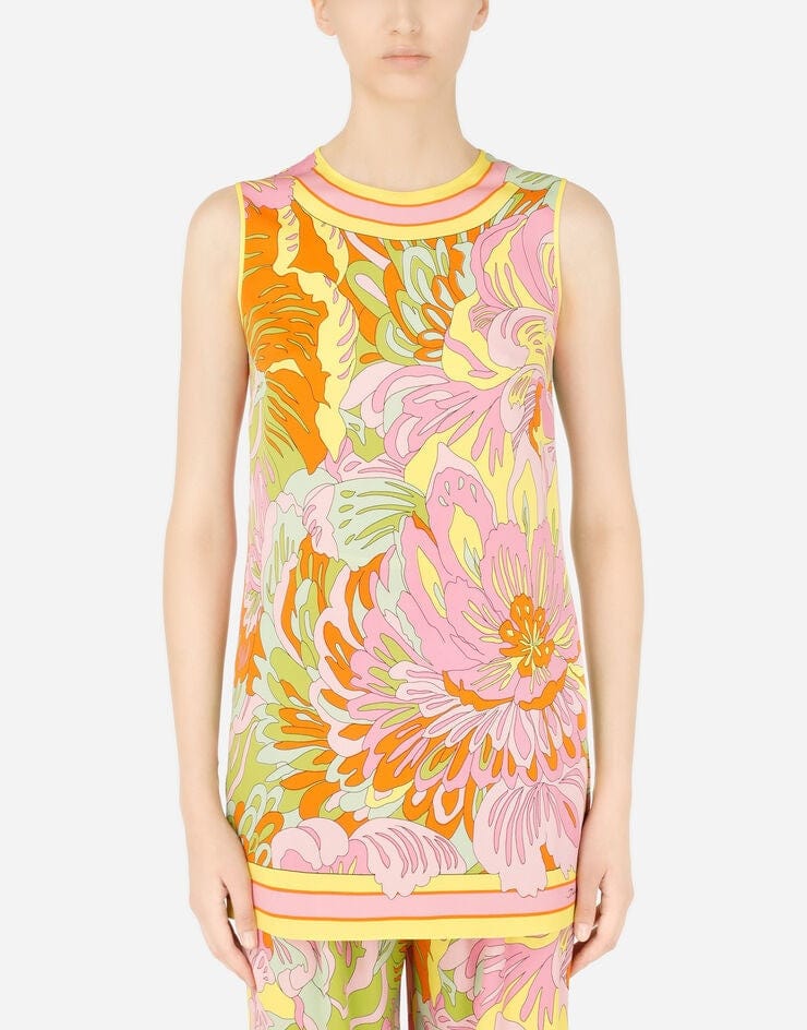 Dolce & Gabbana 60s-Print Charmeuse Top