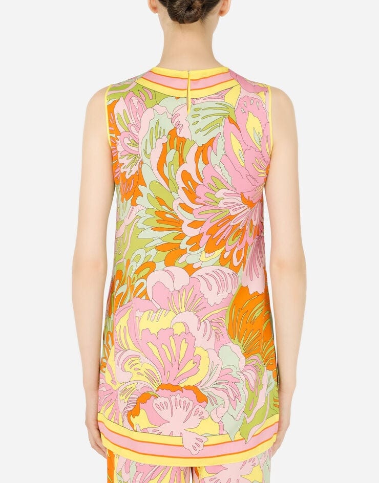 Dolce & Gabbana 60s-Print Charmeuse Top