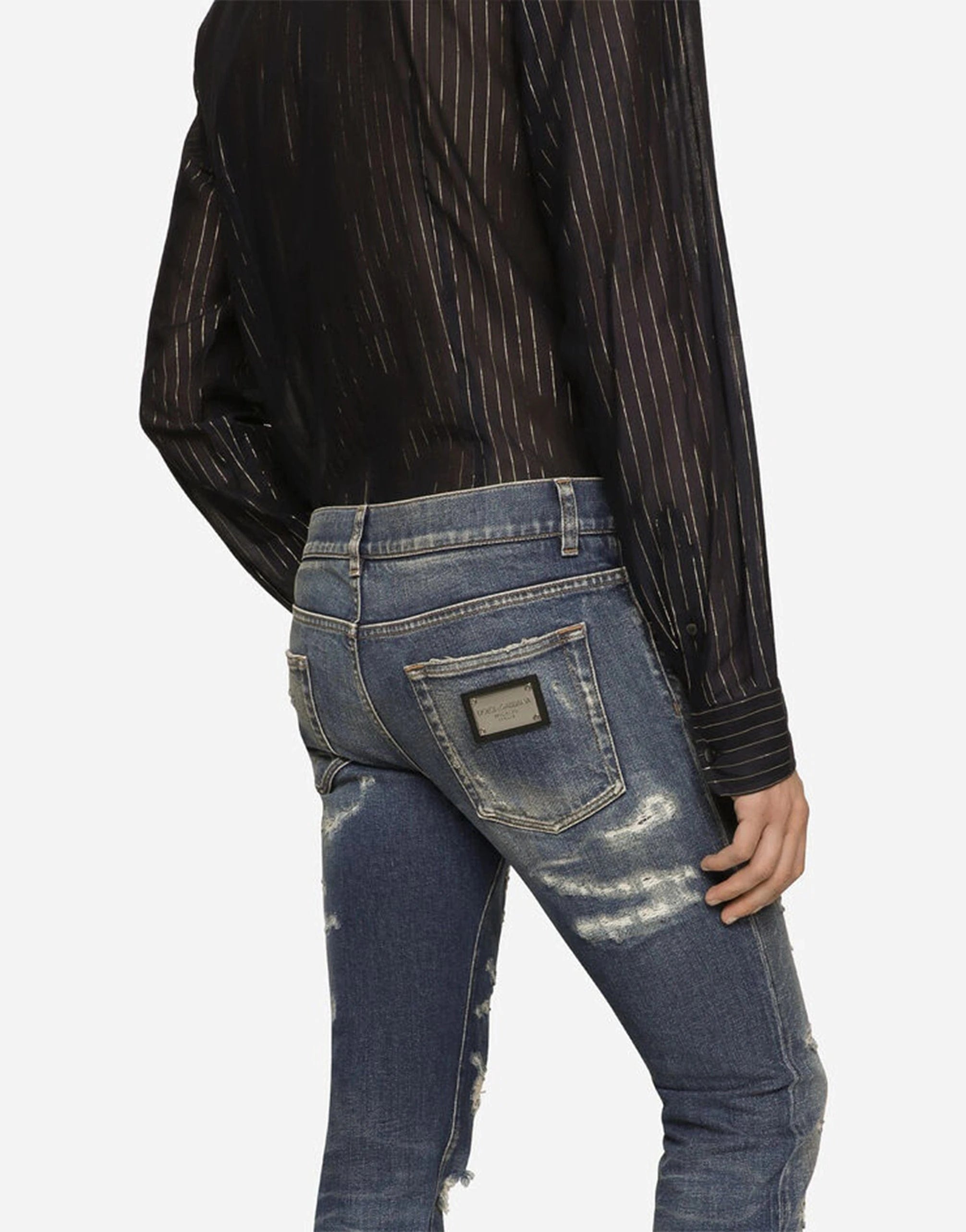 Dolce & Gabbana Abrasion Details Skinny Stretch Denim Jeans