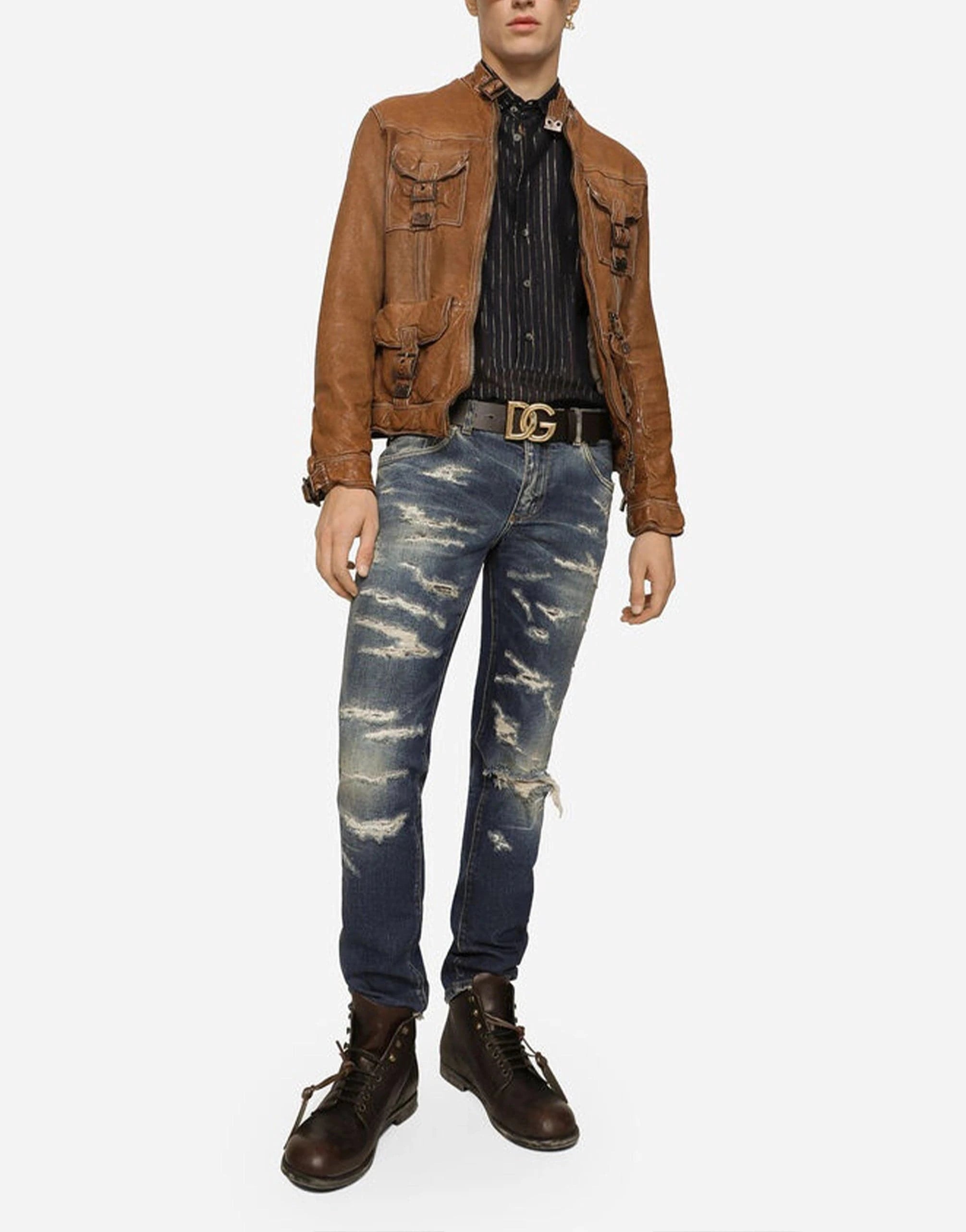 Dolce & Gabbana Abrasion Details Skinny Stretch Denim Jeans