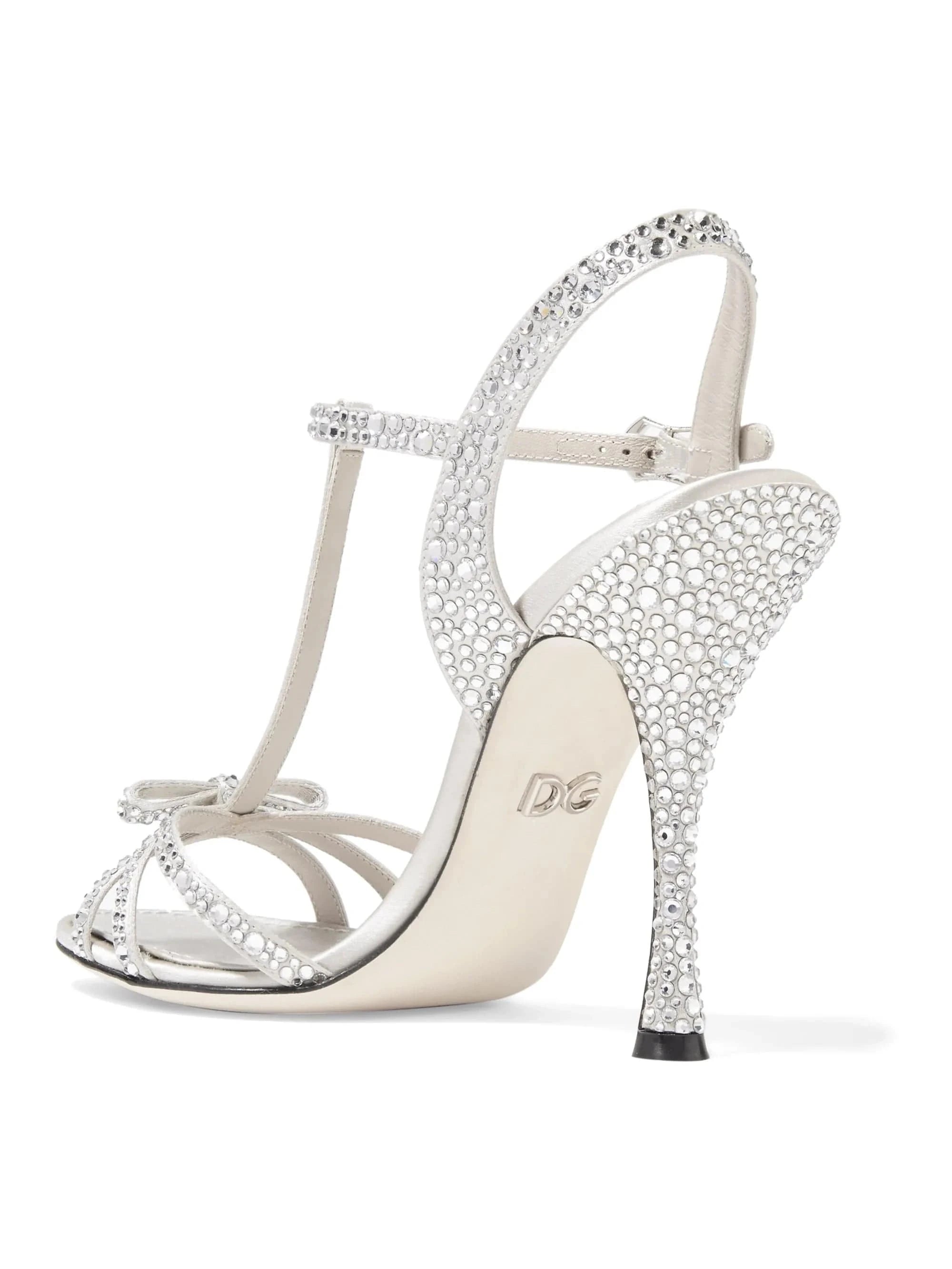 Dolce & Gabbana All-Over Crystals Satin Keira Sandals