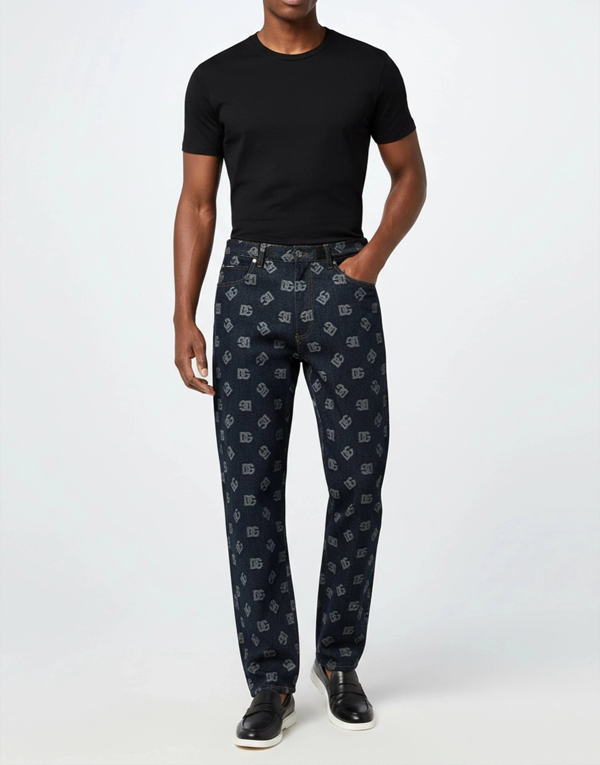 Dolce & Gabbana All-Over Logo Denim Jeans