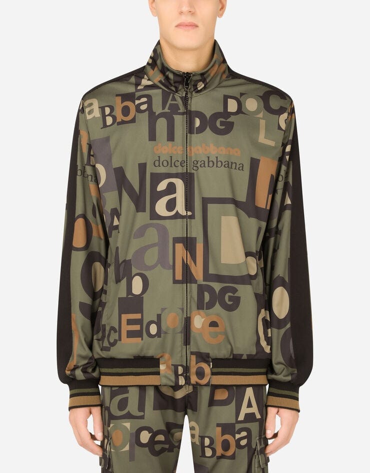 Dolce & Gabbana All-Over Logo Print Zip-Up Sweatshirt
