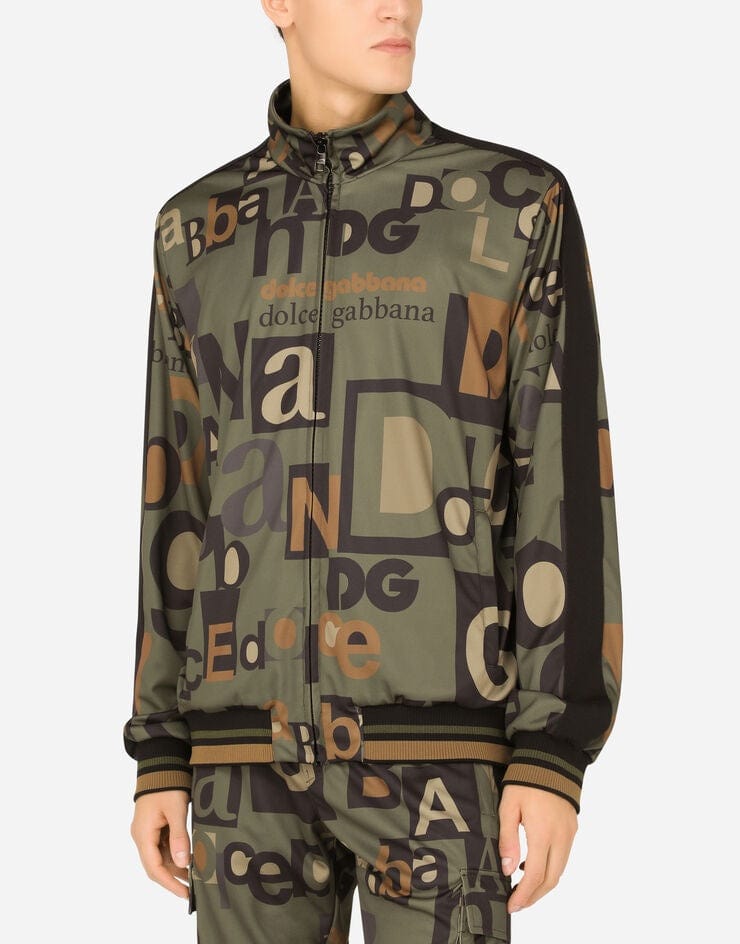 Dolce & Gabbana All-Over Logo Print Zip-Up Sweatshirt