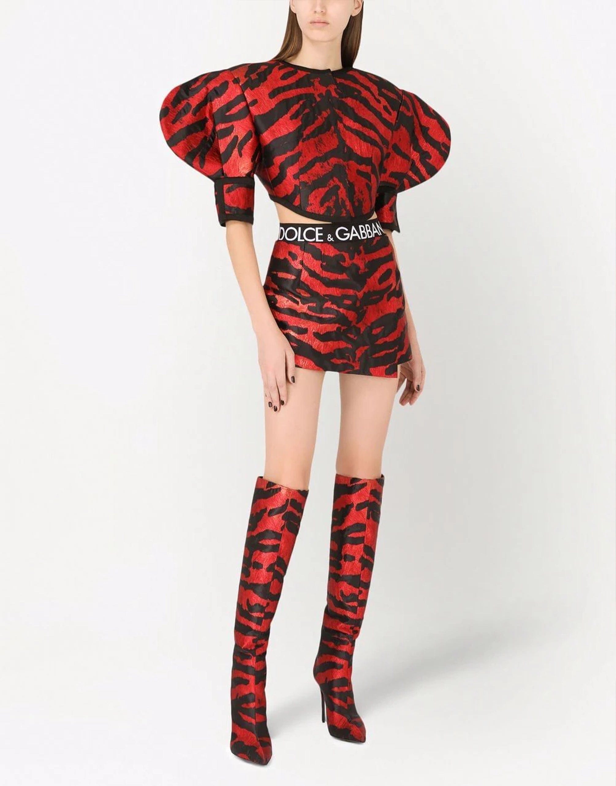 Dolce & Gabbana Animal-Print Short-Sleeve Jacket