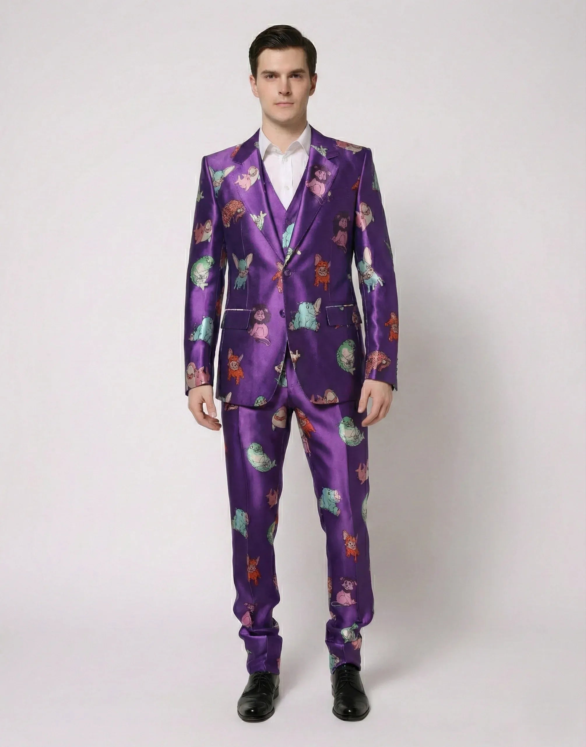 Dolce & Gabbana Animal-Print Silk Three-Piece Suit