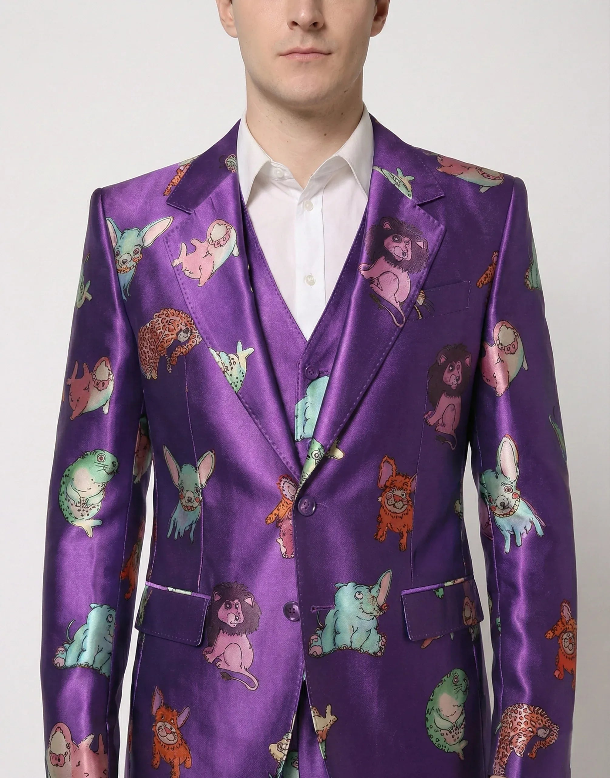 Dolce & Gabbana Animal-Print Silk Three-Piece Suit