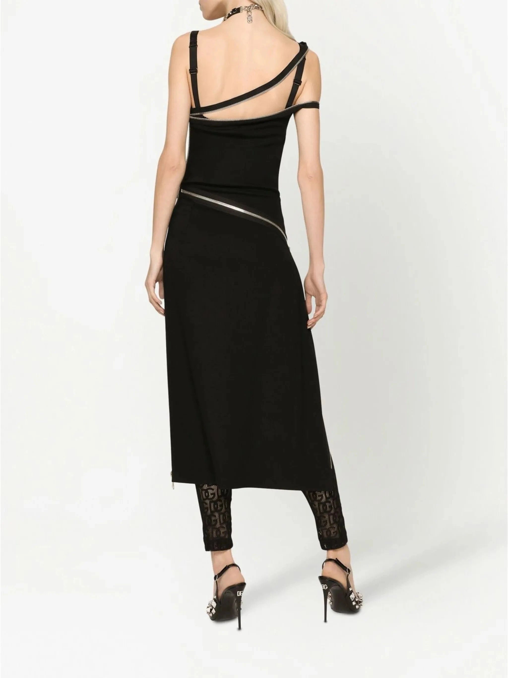 Dolce & Gabbana Asymmetric Zip-Detail Midi Dress